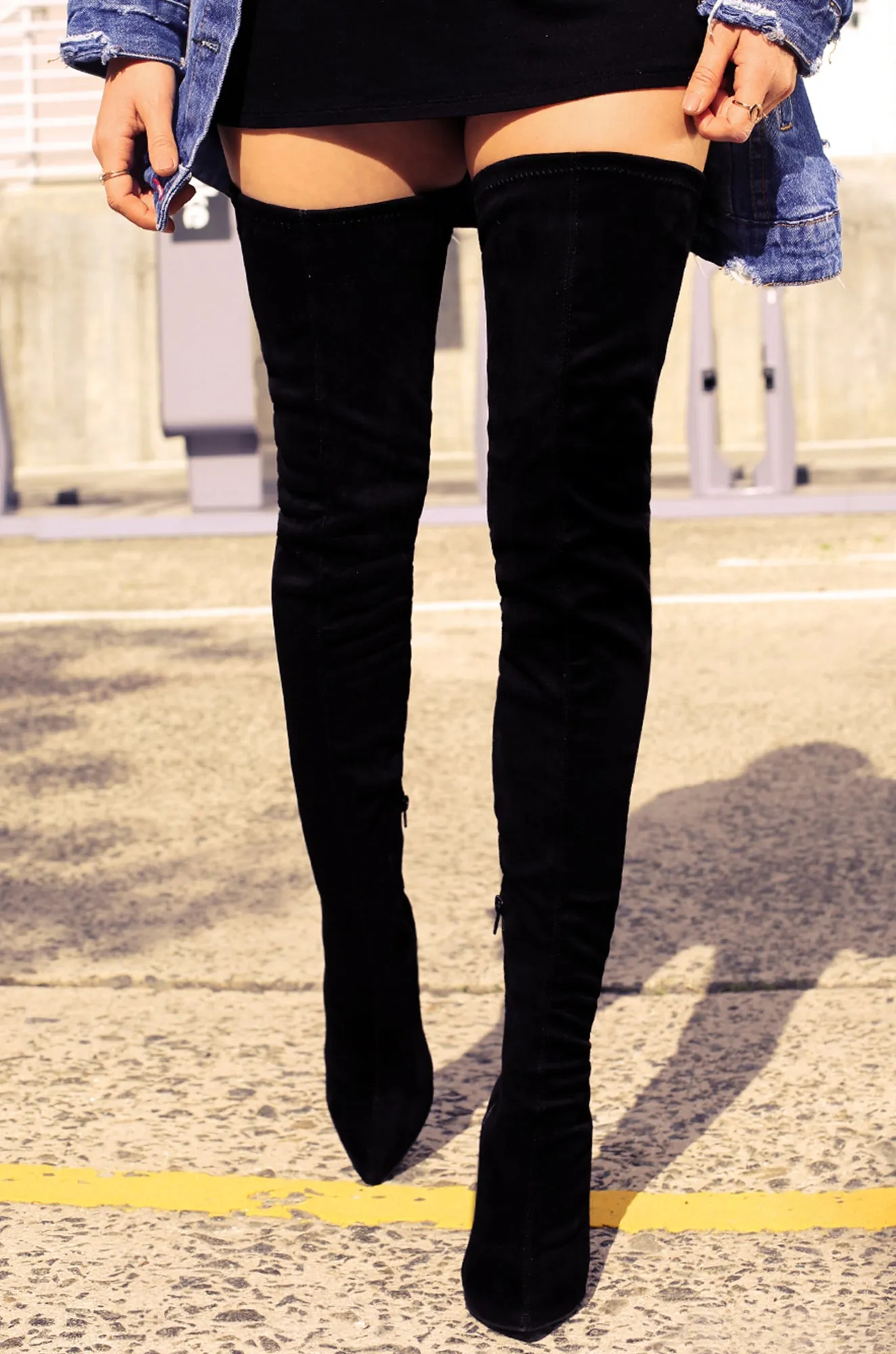 Groundbreaking Over The Knee High Heel Boots - Black sold by Miss Lola product image thumbnail 3