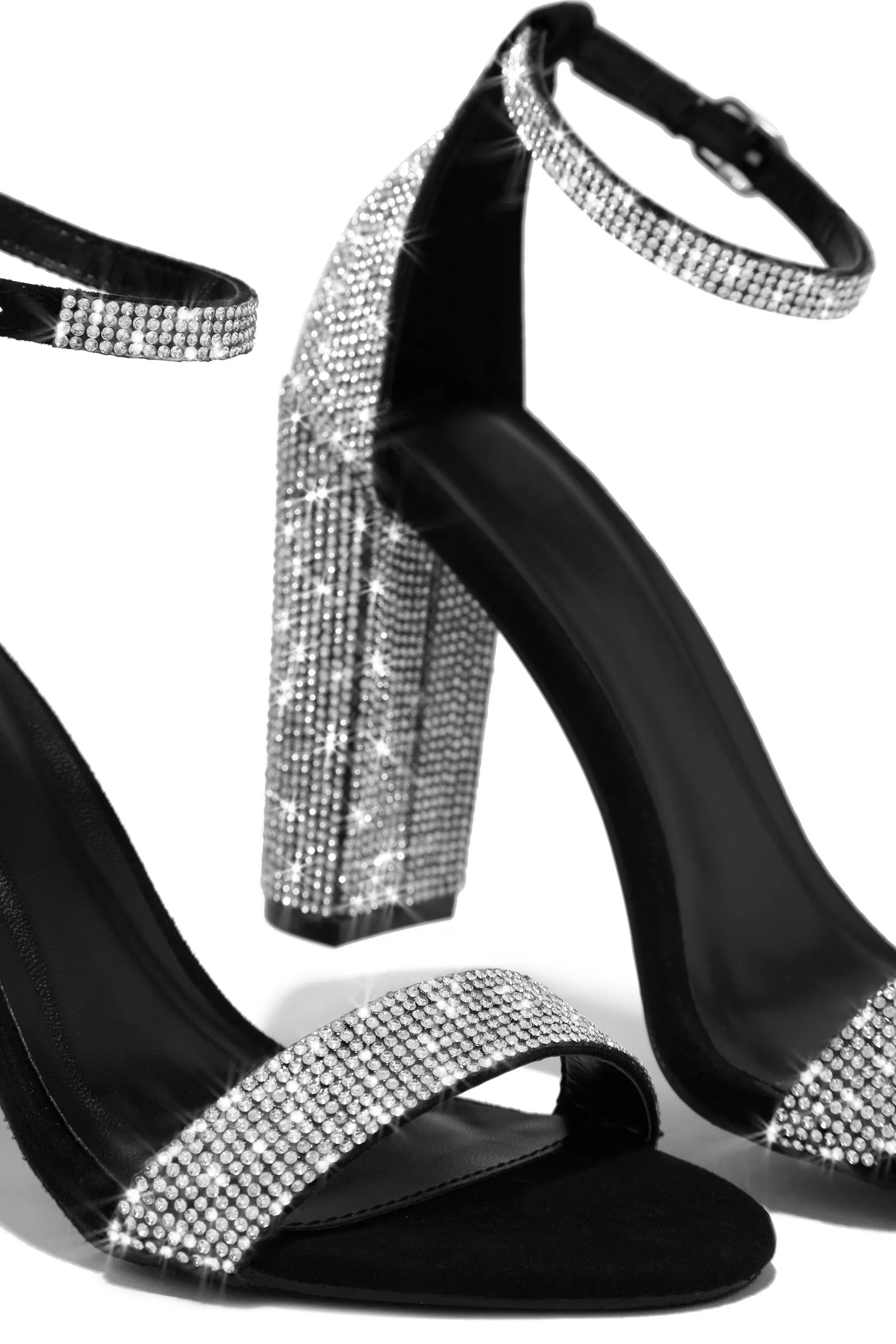 Found Your Love Embellished Block High Heels - Black sold by Miss Lola product image thumbnail 4