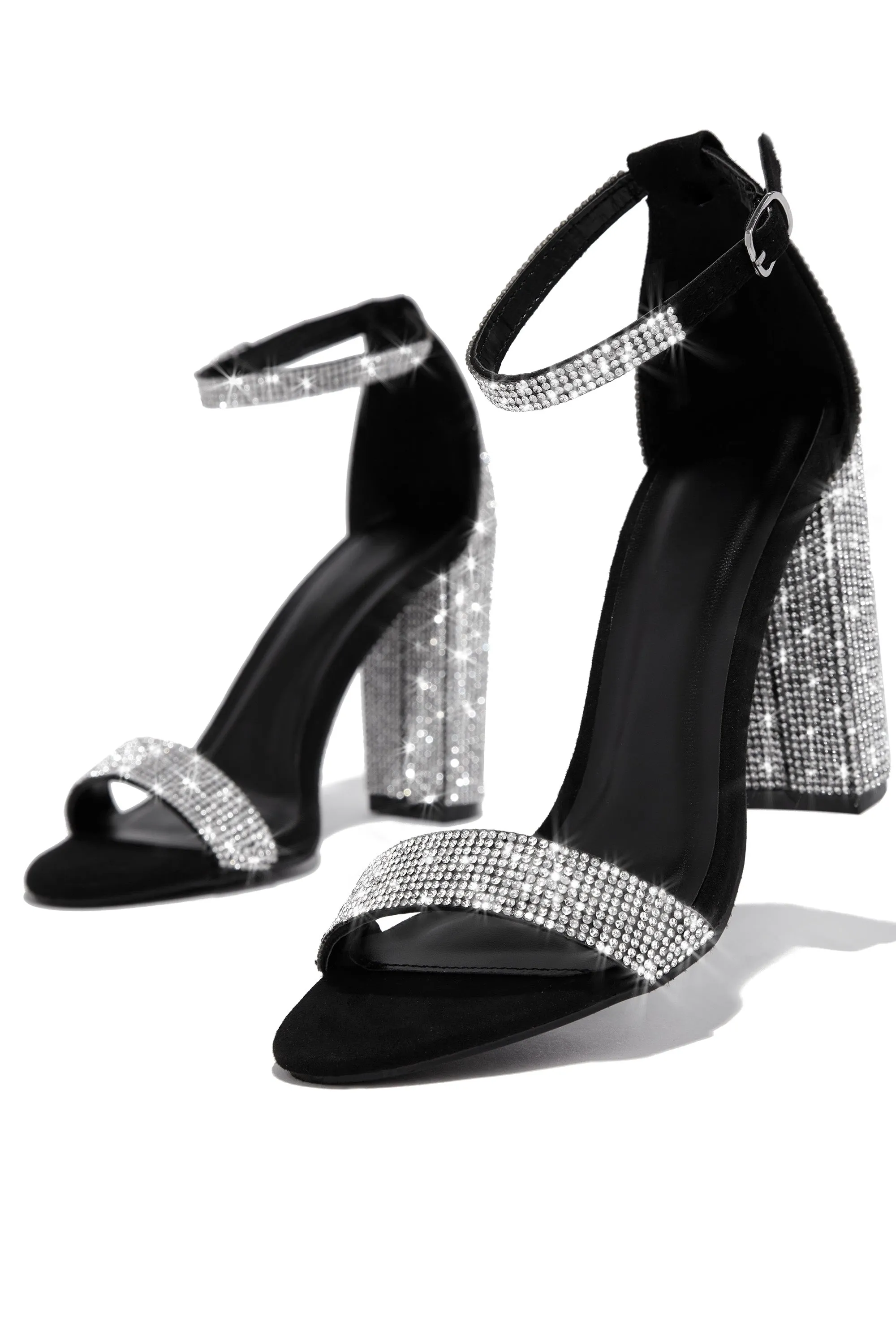 Found Your Love Embellished Block High Heels - Black sold by Miss Lola product image thumbnail 3