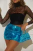 Cora High Waist Mini Skirt - Blue sold by Miss Lola