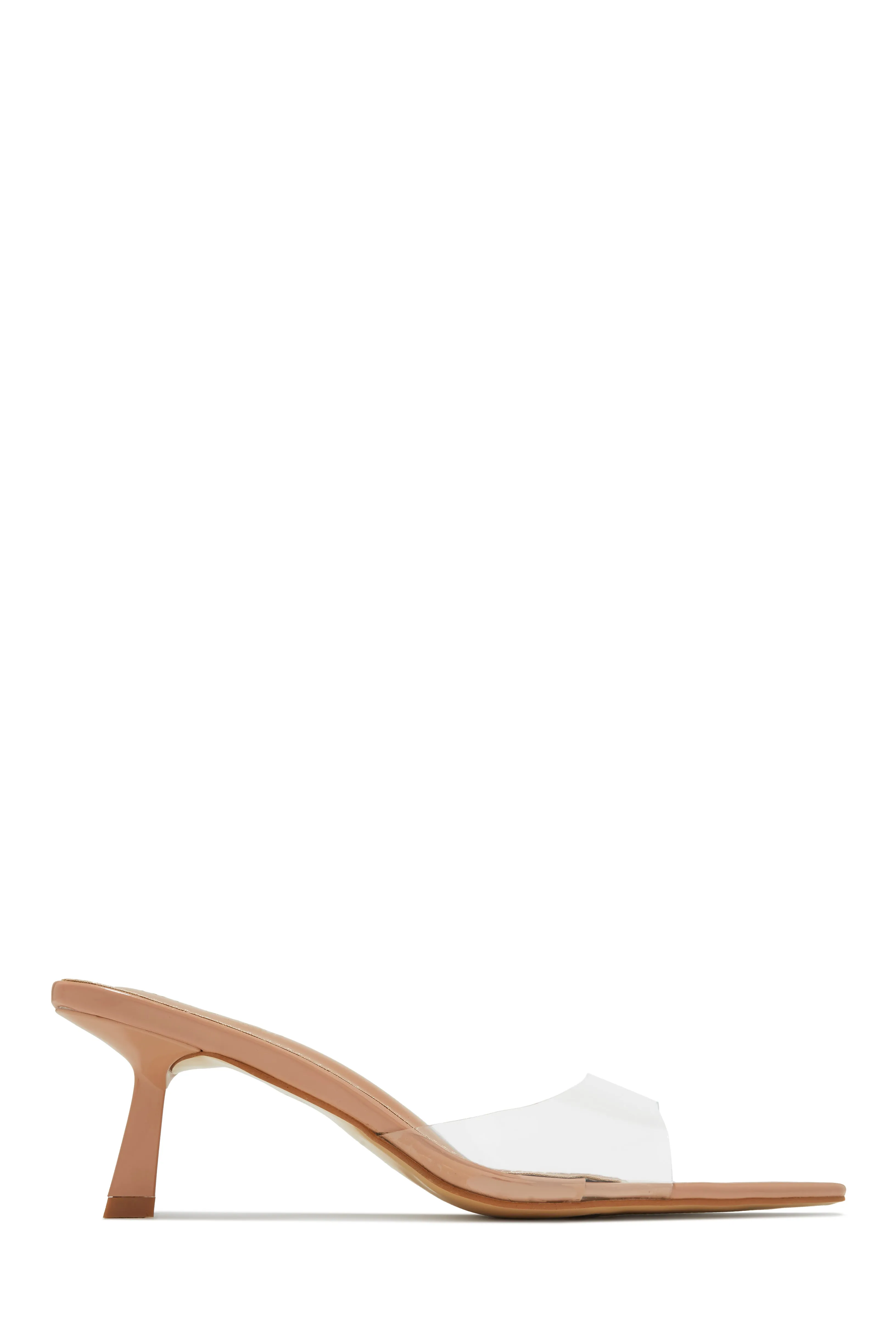 Zarina Mid Heel Mules - Clear sold by Miss Lola