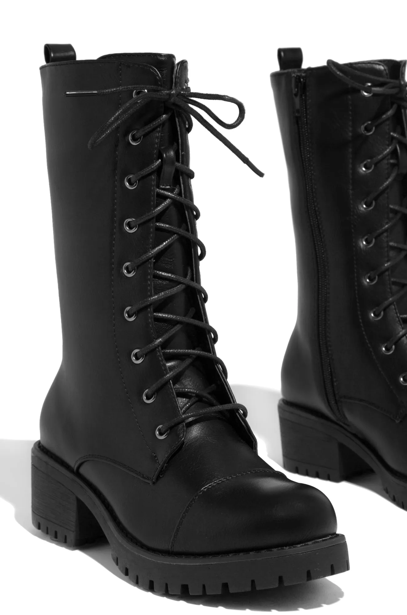 A Classic Front Lace Up Combat Boots - Black sold by Miss Lola product image thumbnail 3