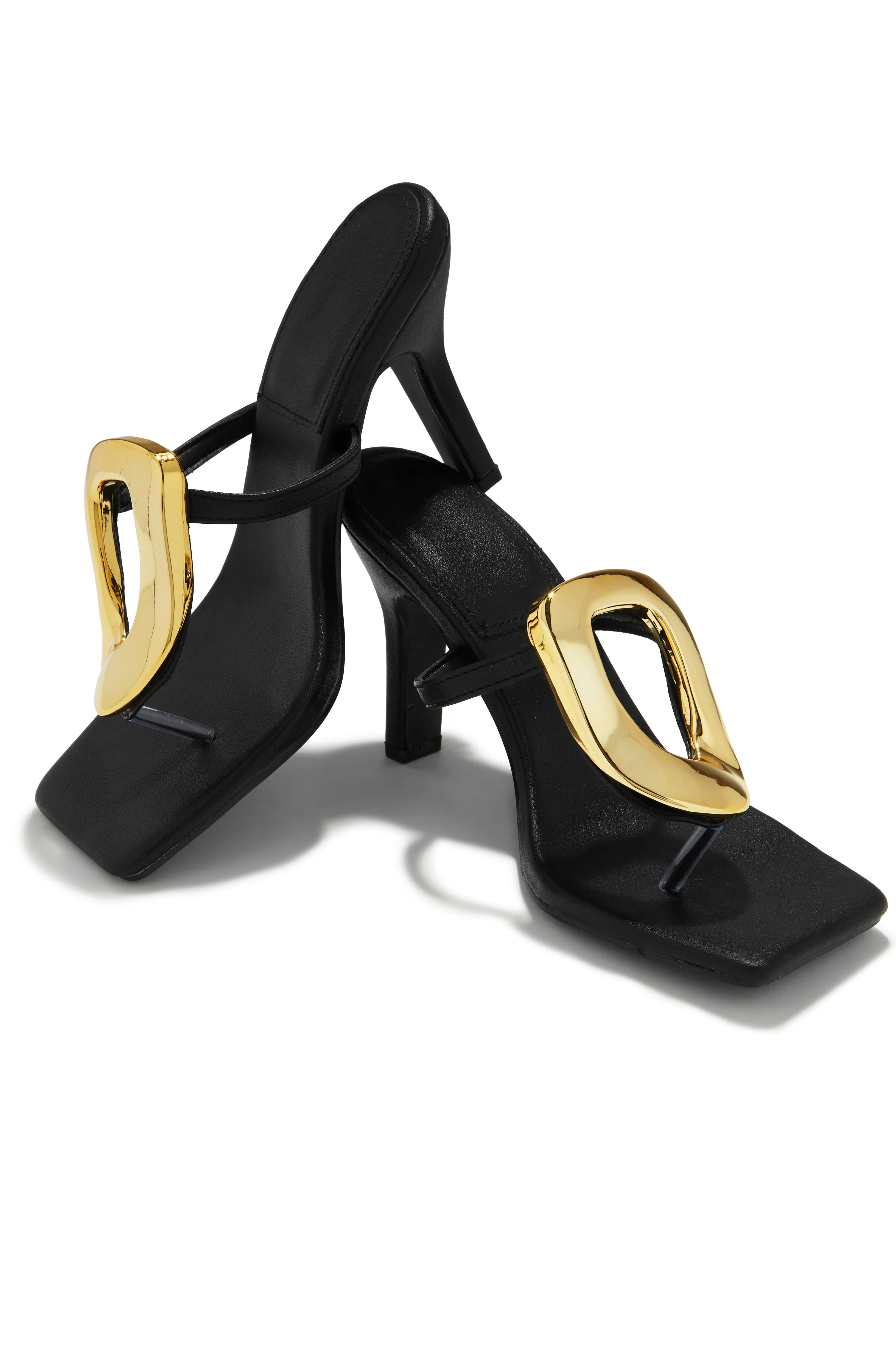Adonna Thong Strap Mule Heels - Black sold by Miss Lola product image thumbnail 4
