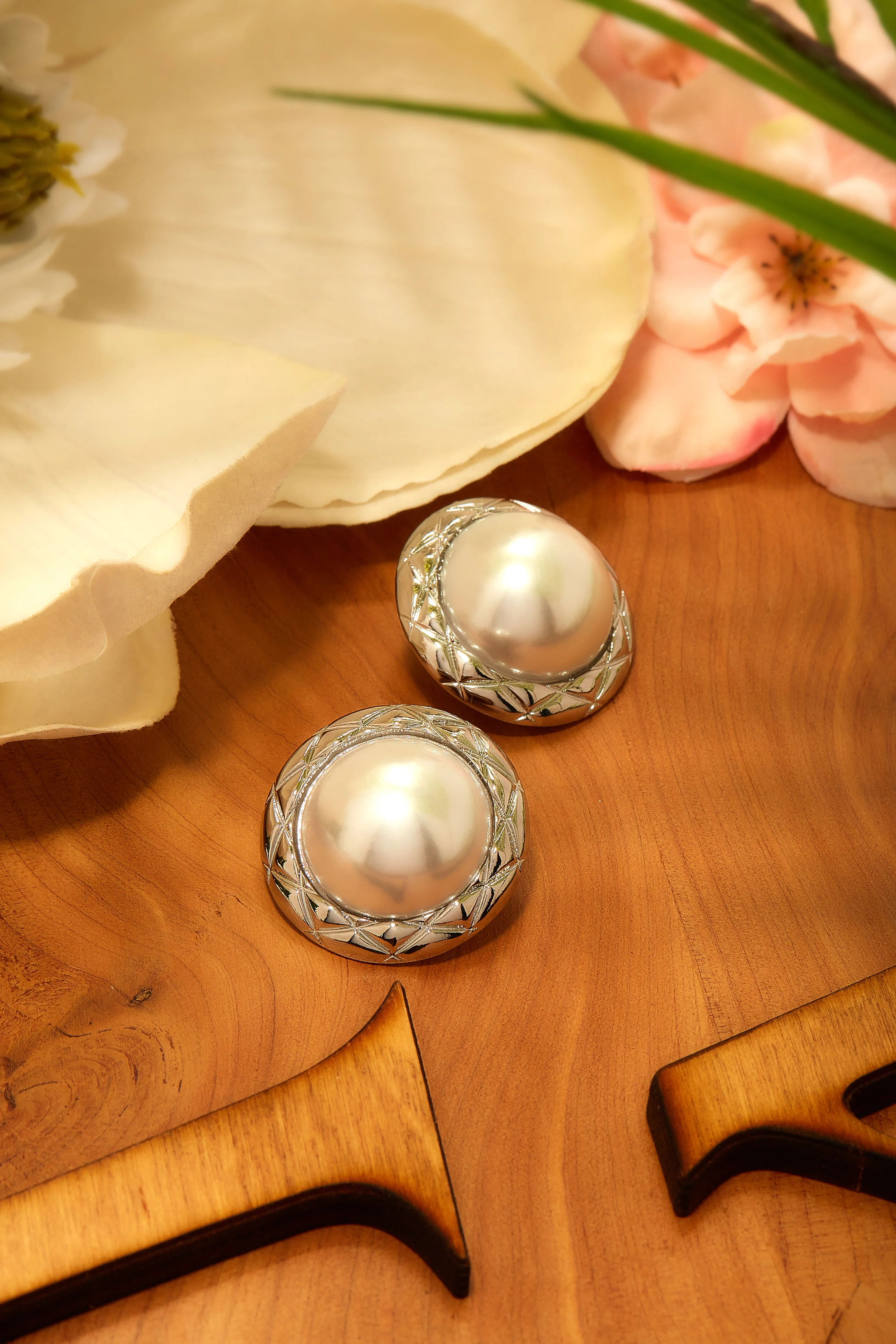 Railyn Faux Pearl Statement Earring - Silver sold by Miss Lola product image thumbnail 2