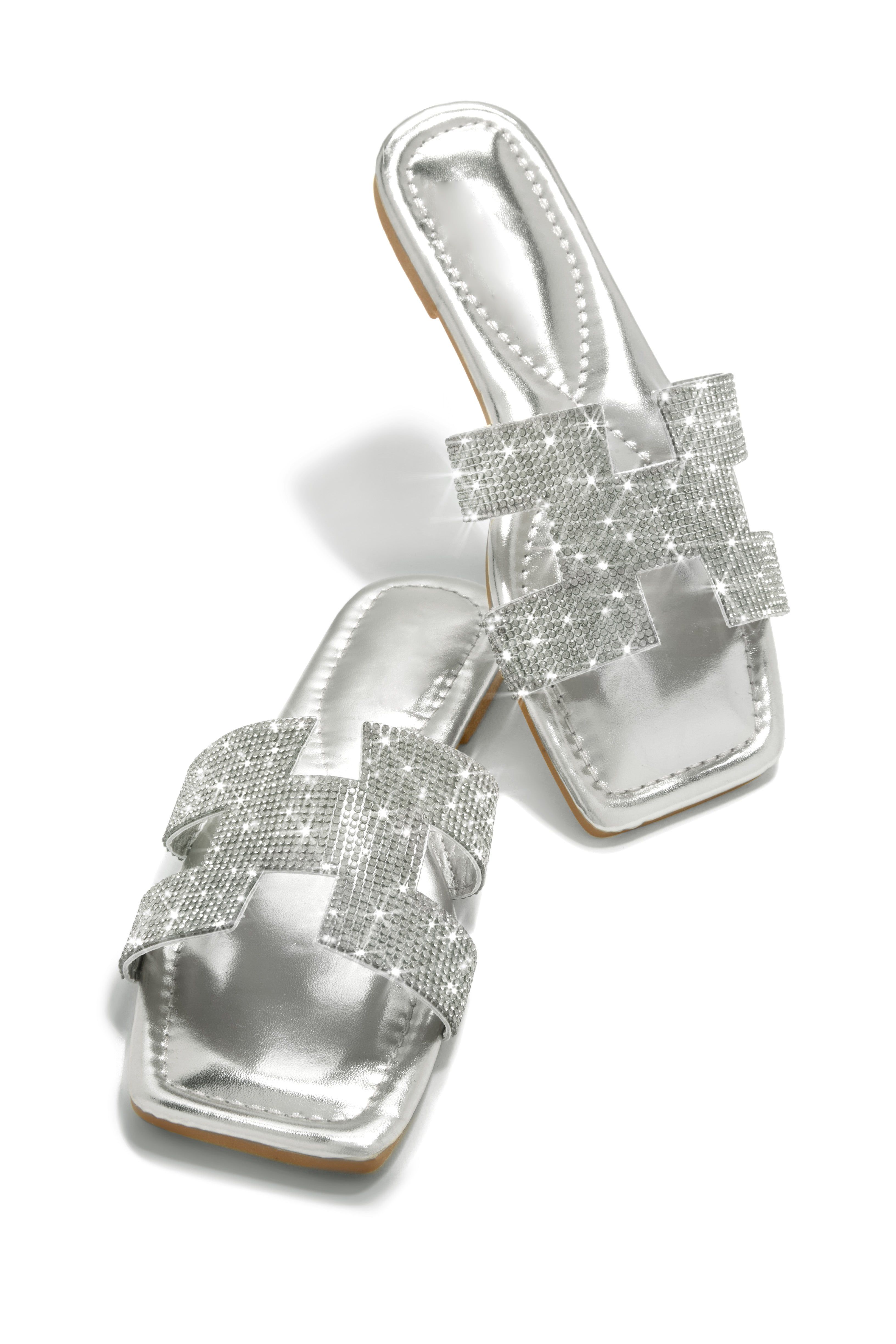 Gisellia Embellished Slip On Sandals - Silver sold by Miss Lola product image thumbnail 4
