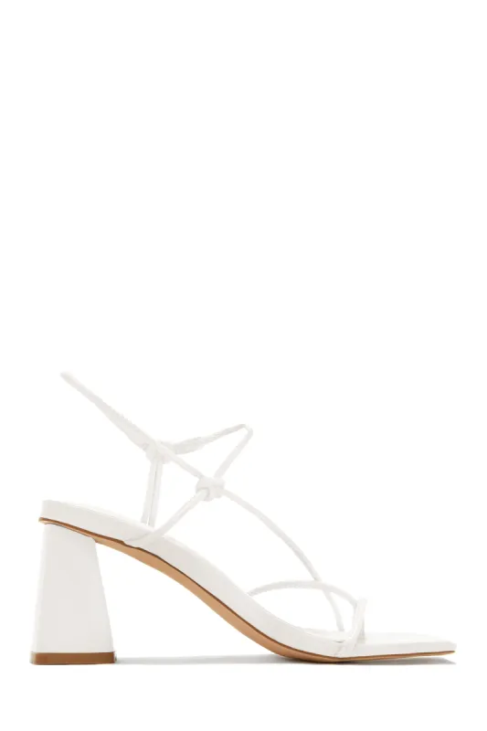 Vacation Memories Block Mid Heels - White sold by Miss Lola