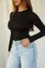 Melia Long Sleeve Bodysuit - Black sold by Miss Lola