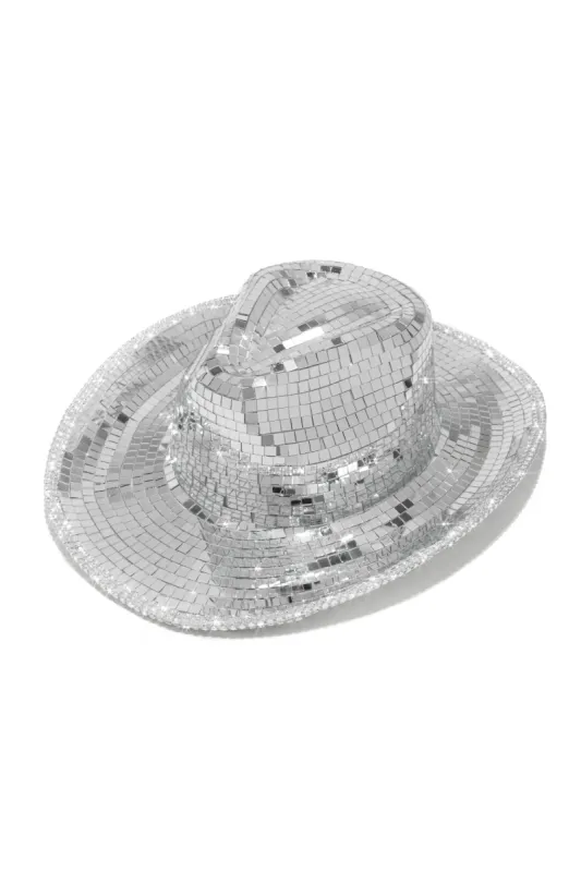 That Girl Embellished Disco Western Hat - Silver sold by Miss Lola