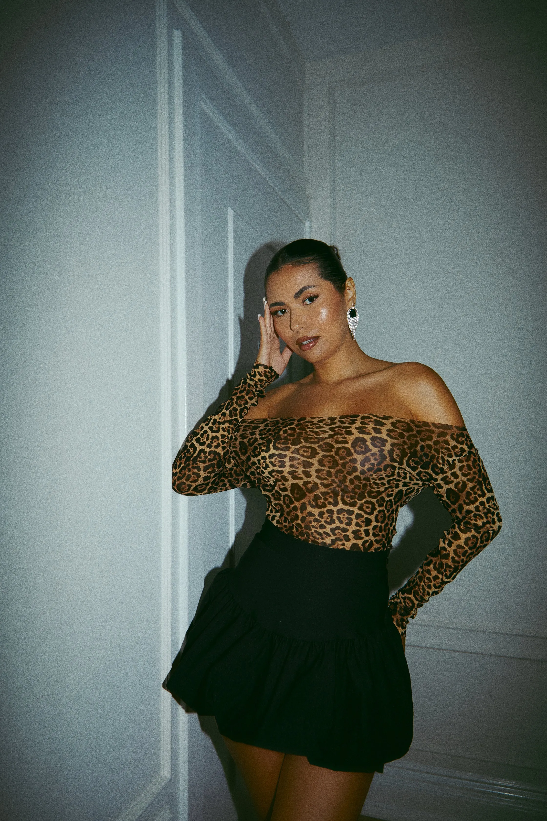 Jovana Off The Shoulder Top - Leopard sold by Miss Lola product image thumbnail 5