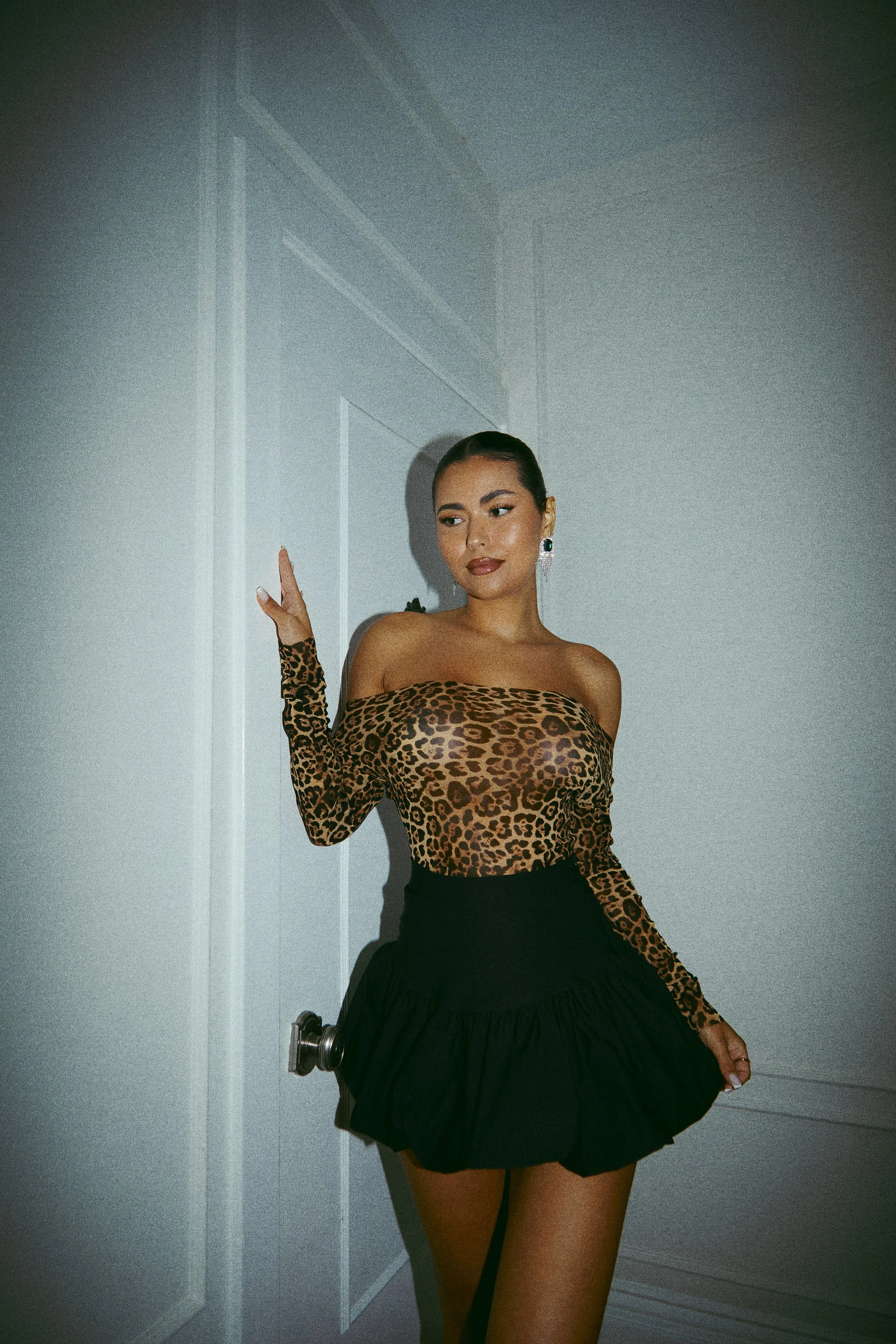 Jovana Off The Shoulder Top - Leopard sold by Miss Lola product image thumbnail 3