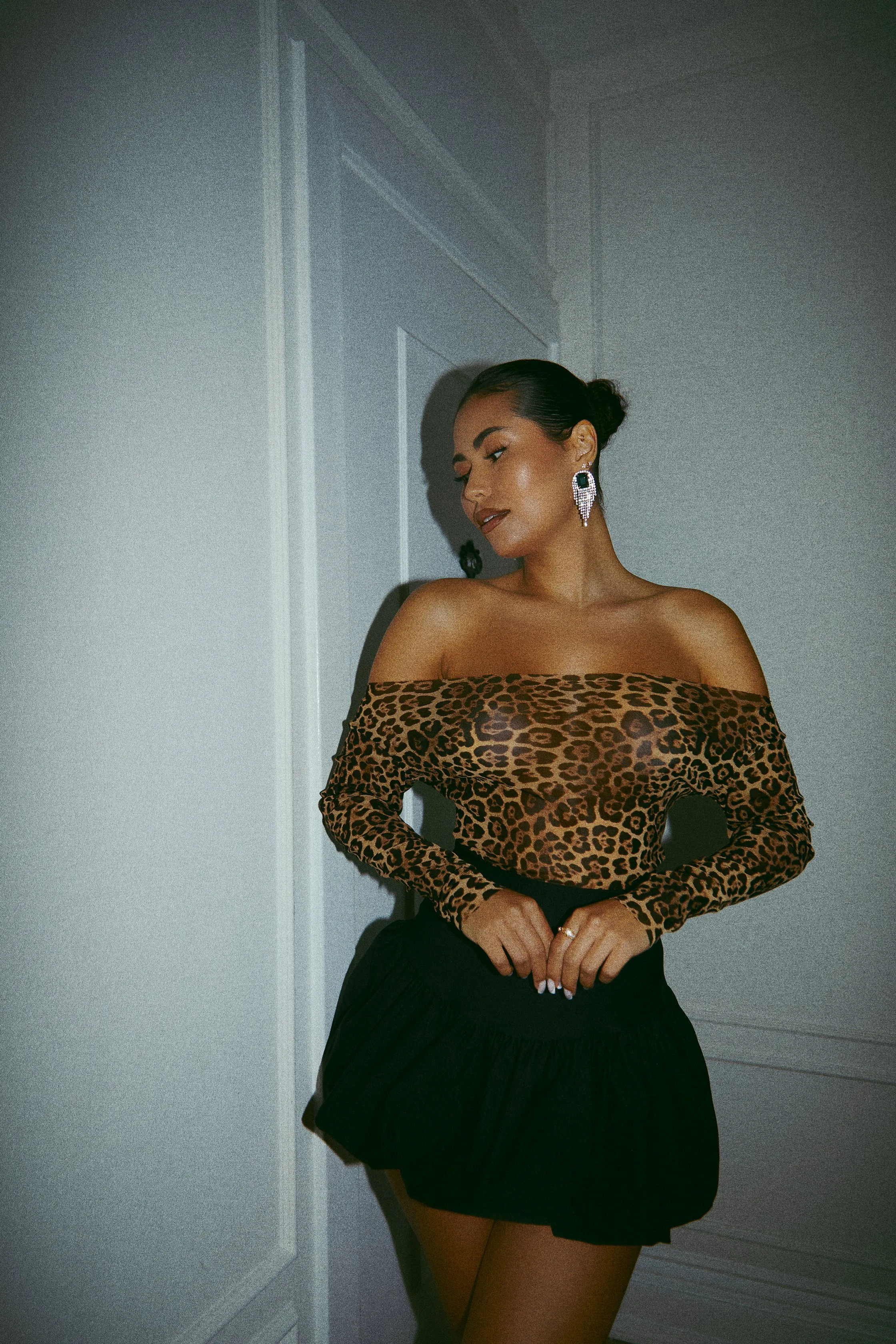 Jovana Off The Shoulder Top - Leopard sold by Miss Lola product image thumbnail 4