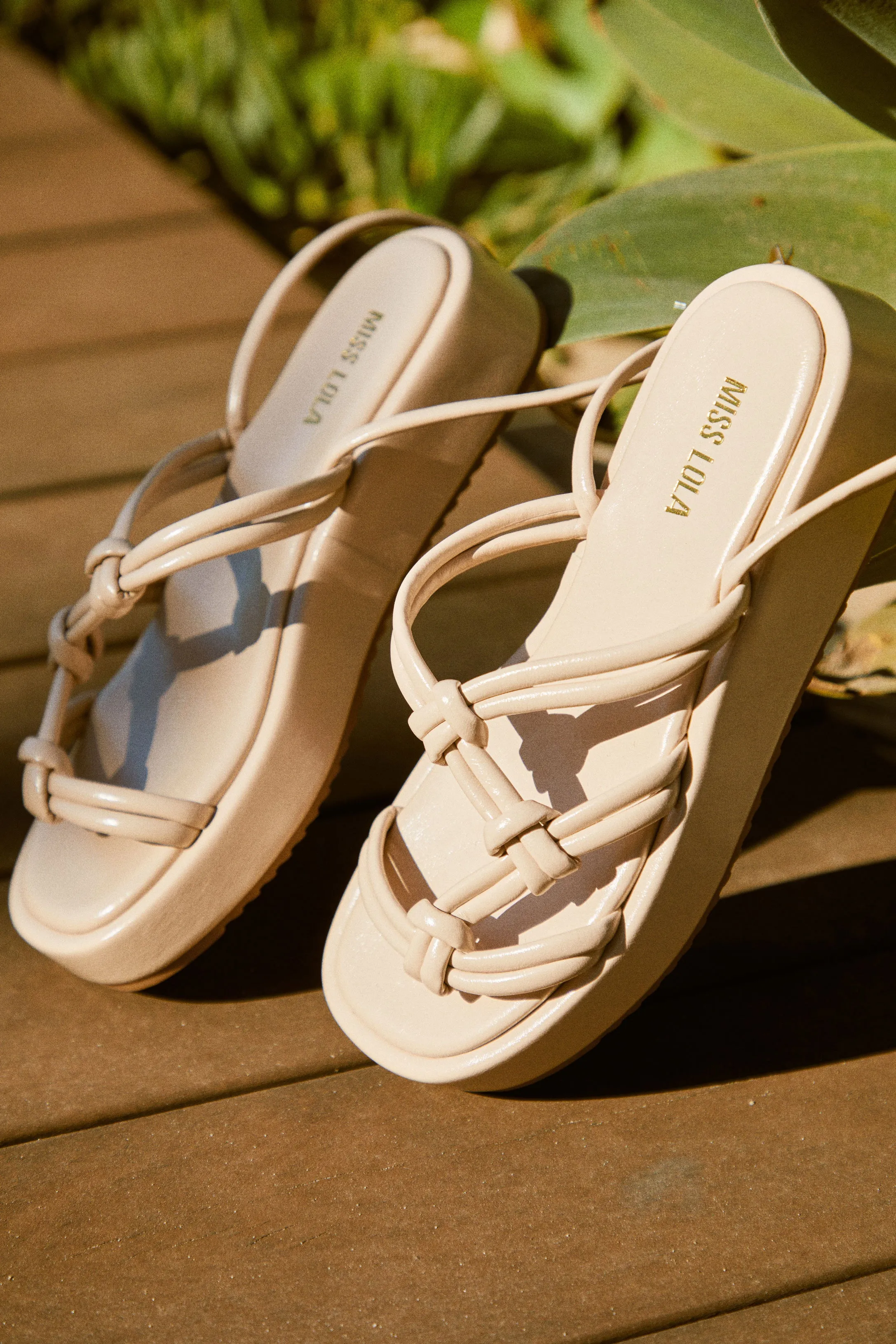 Sun Soaked Platform Sandals - Cream sold by Miss Lola