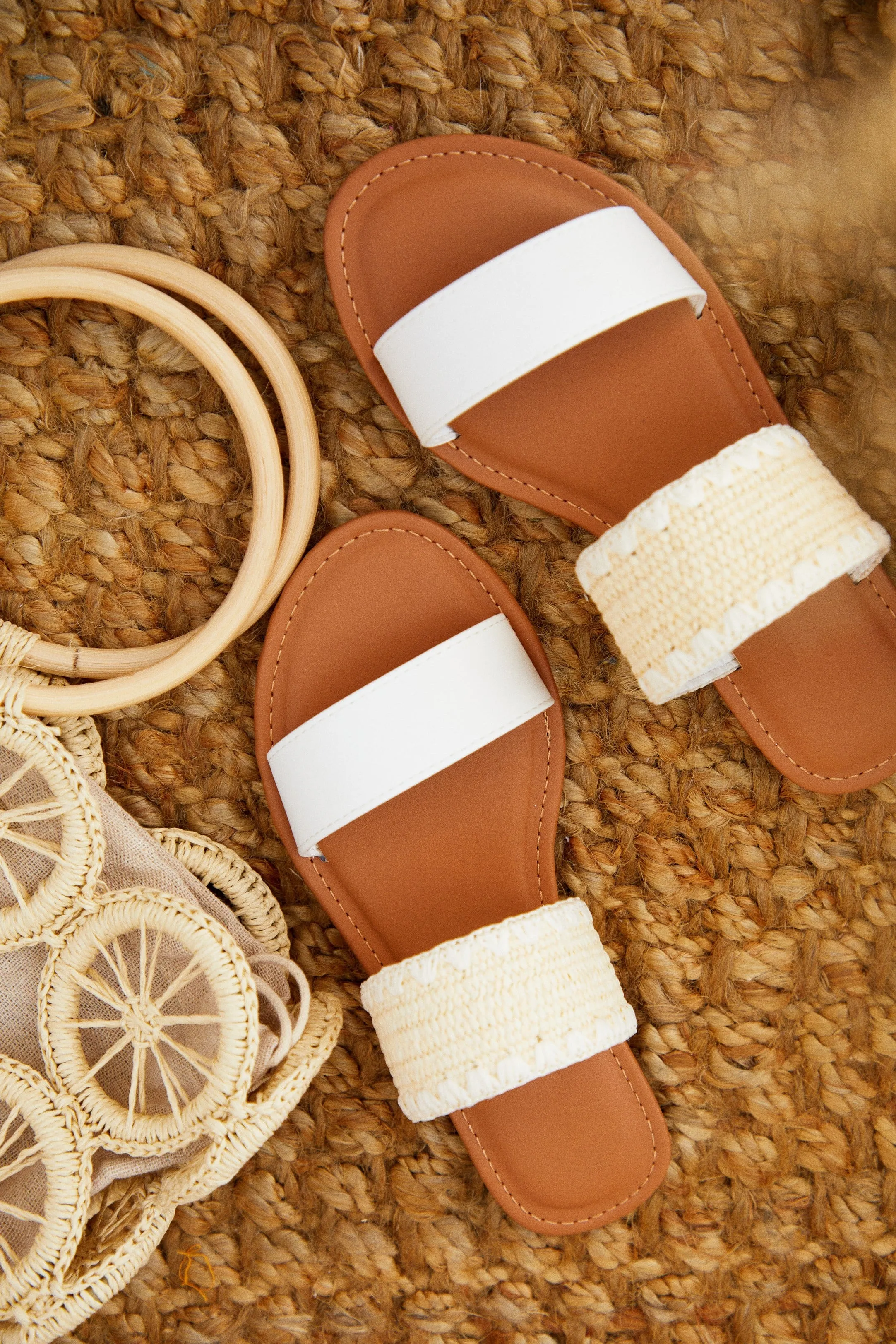 Janice Slip On Sandals - White sold by Miss Lola