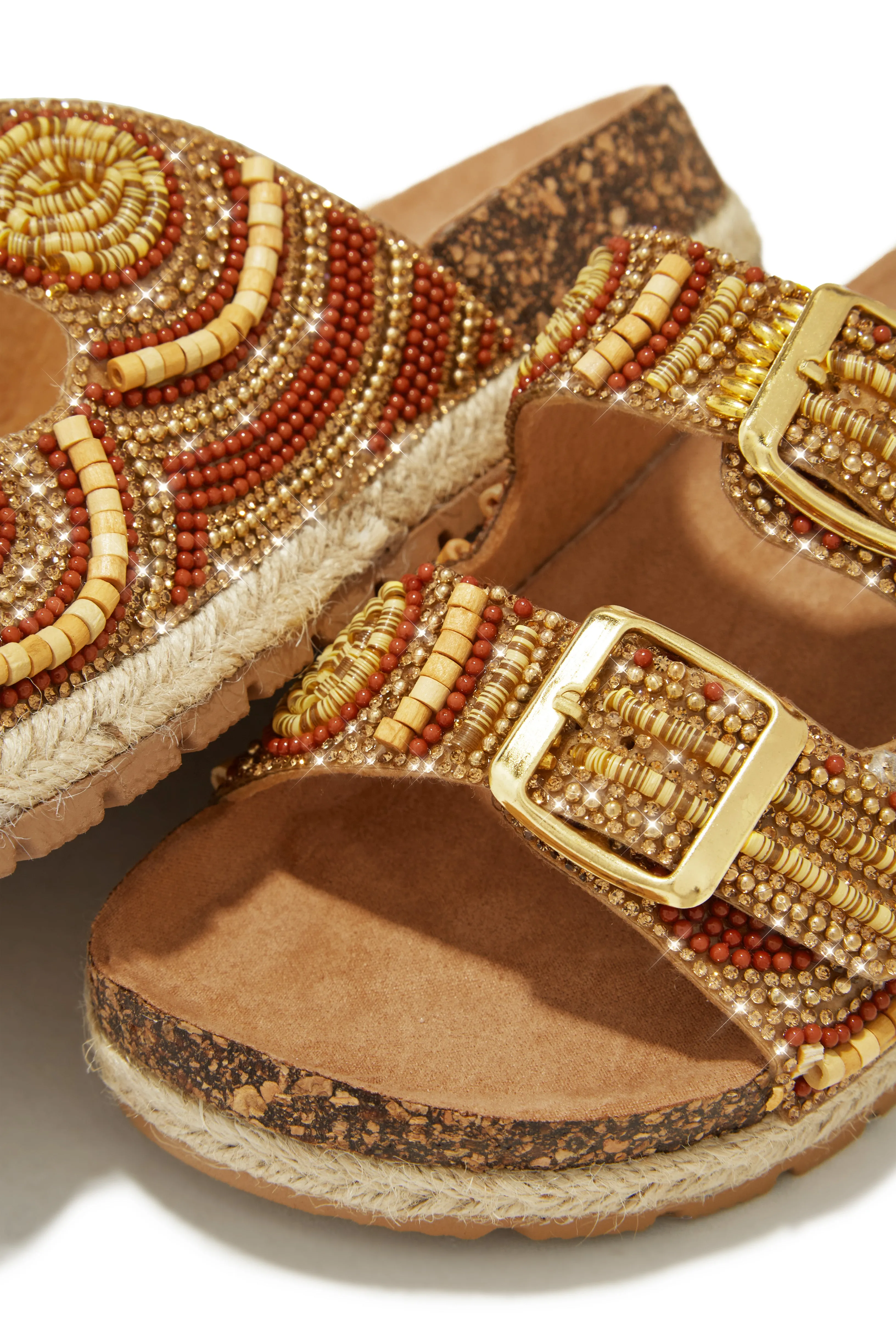 Aristi Beaded Embellished Slip On Sandals - Tan sold by Miss Lola product image thumbnail 4