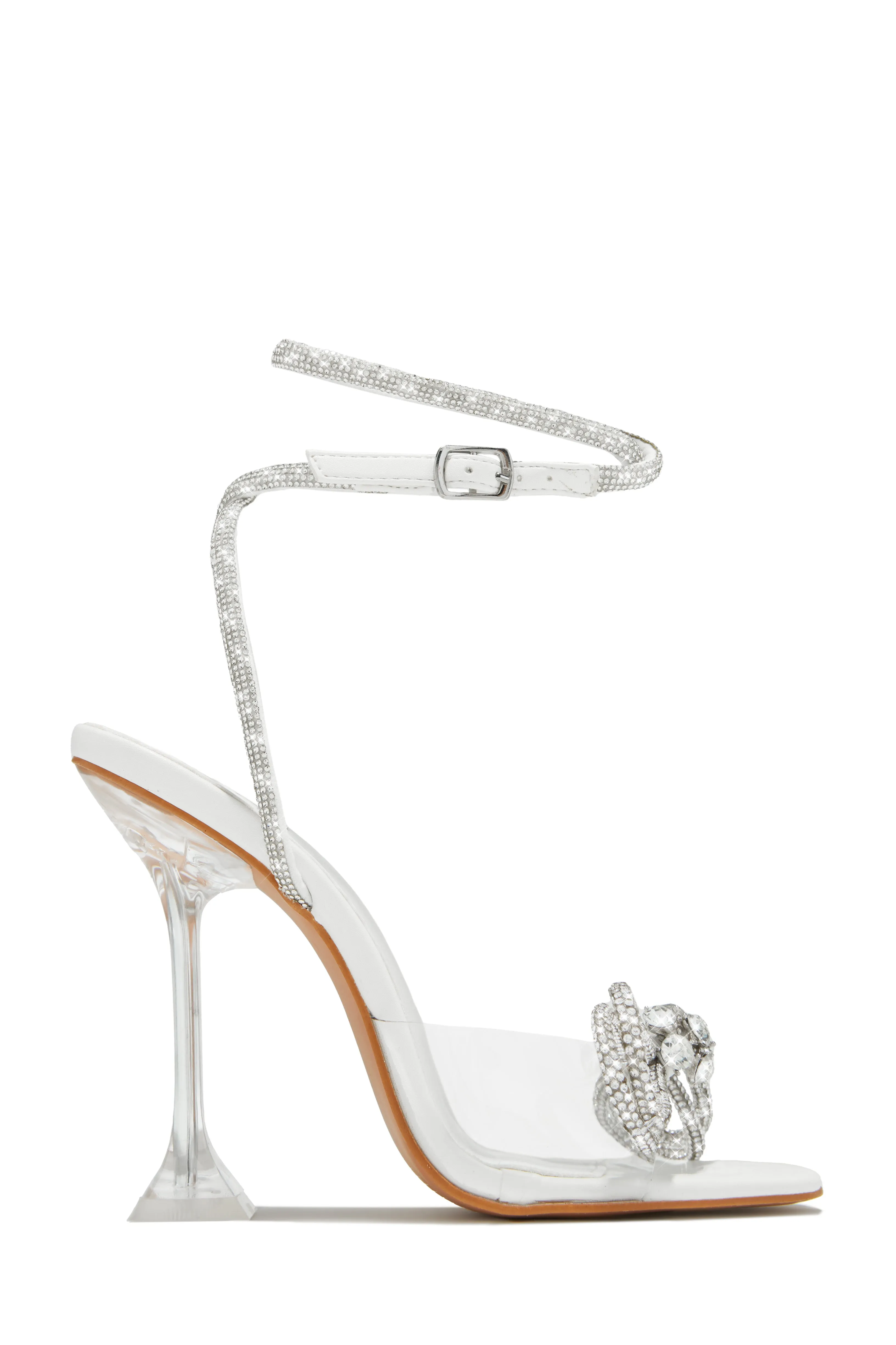Amaria Embellished Bow Strap High Heels - White sold by Miss Lola product image thumbnail 5