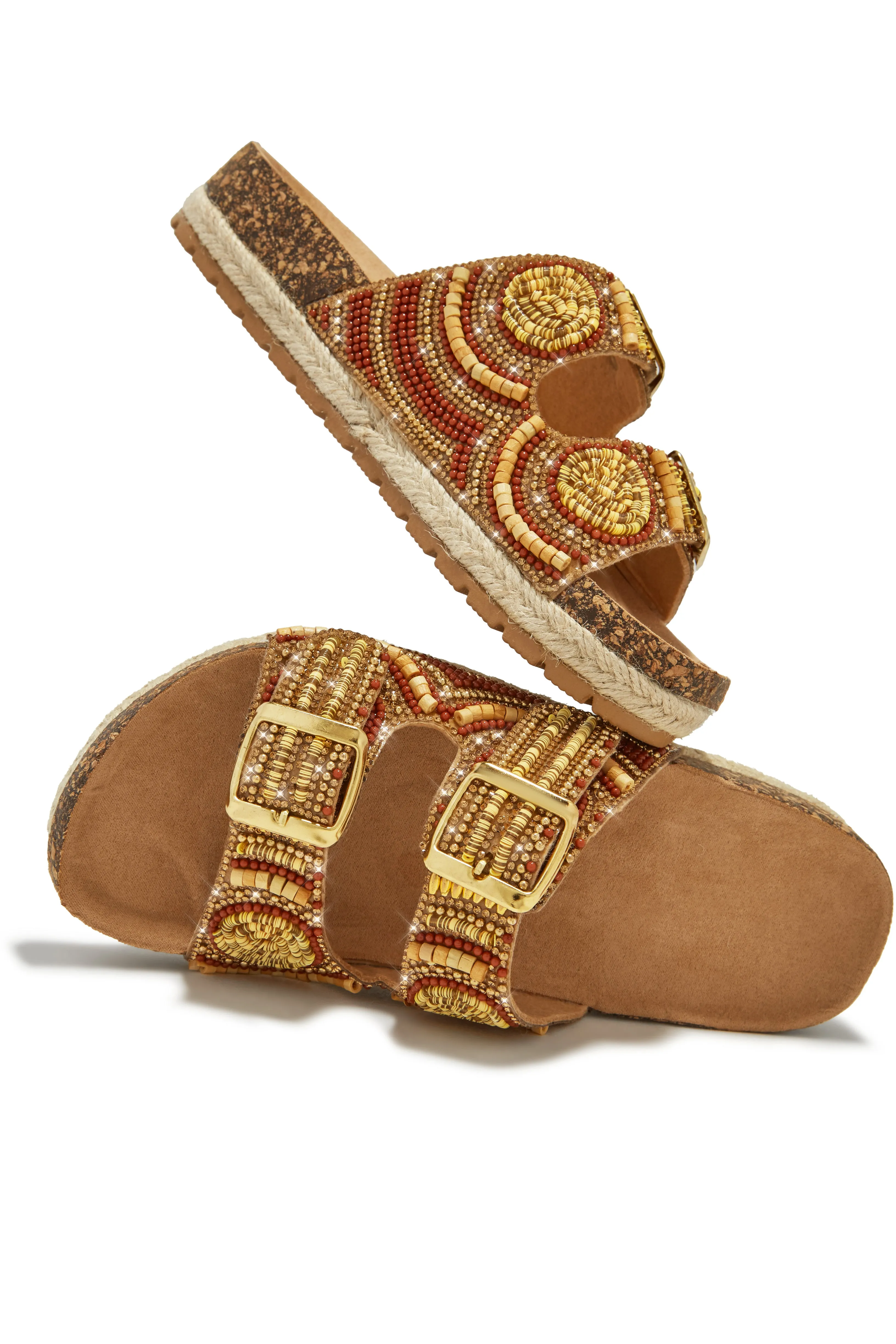 Aristi Beaded Embellished Slip On Sandals - Tan sold by Miss Lola product image thumbnail 2