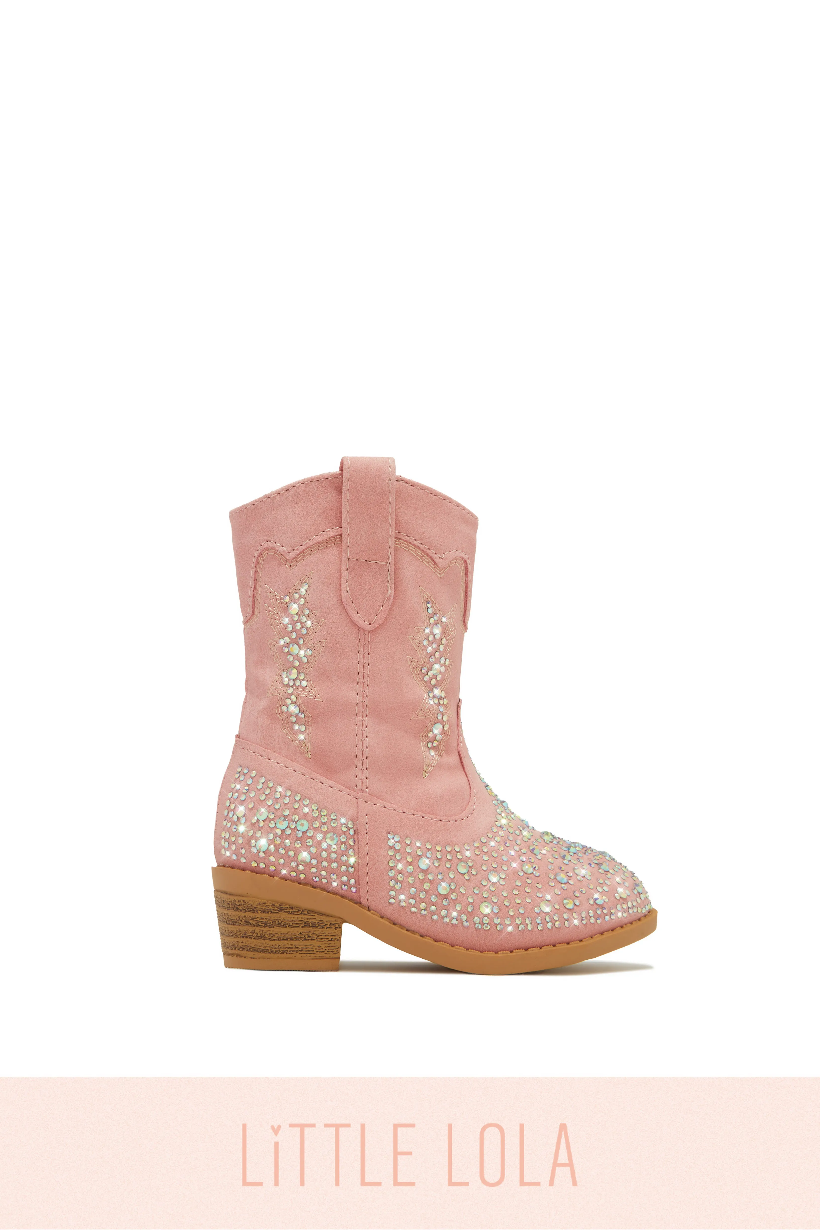 Mini Frankie Embellished Cowgirl Boots - Pink sold by Miss Lola product image thumbnail 5