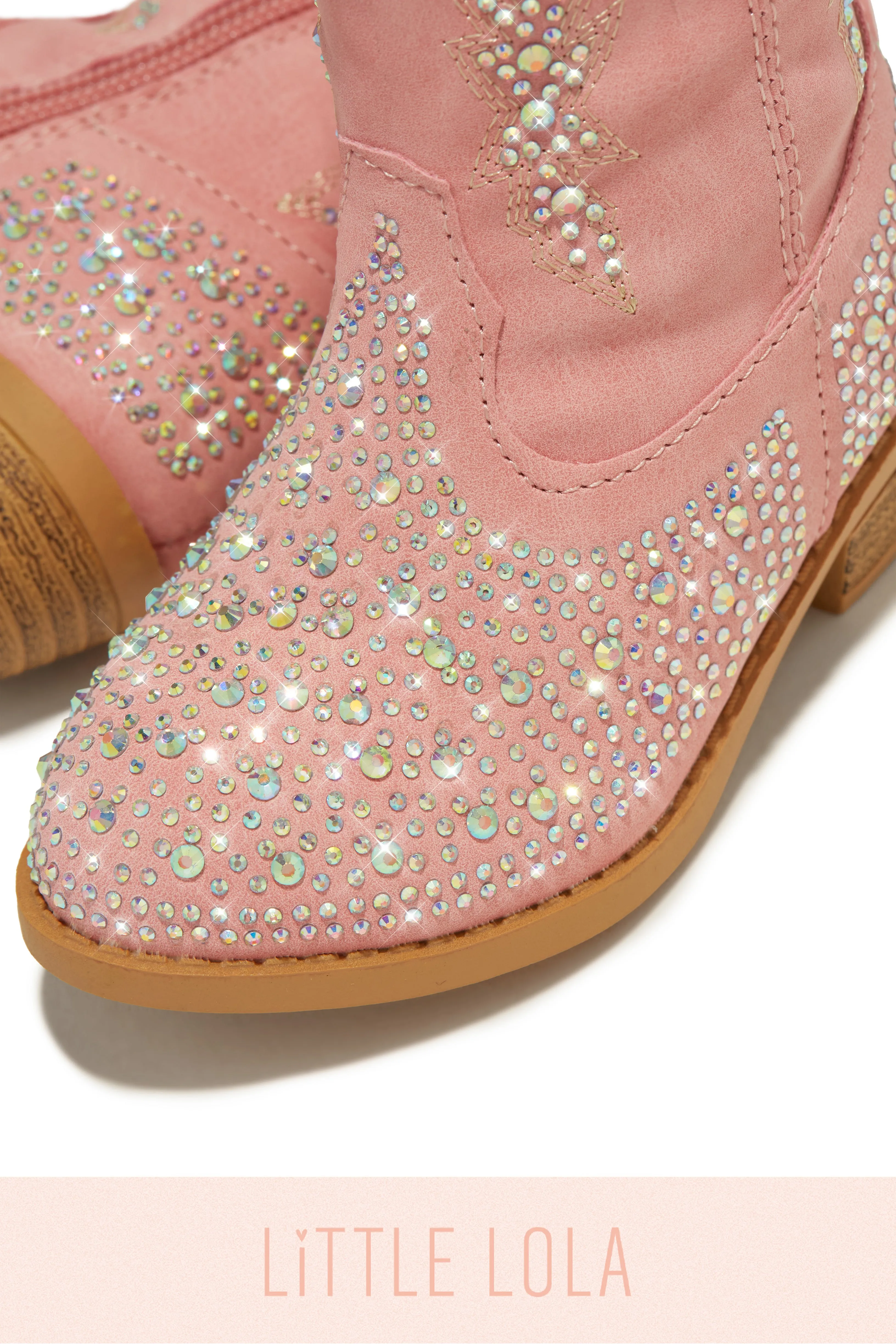 Mini Frankie Embellished Cowgirl Boots - Pink sold by Miss Lola product image thumbnail 2