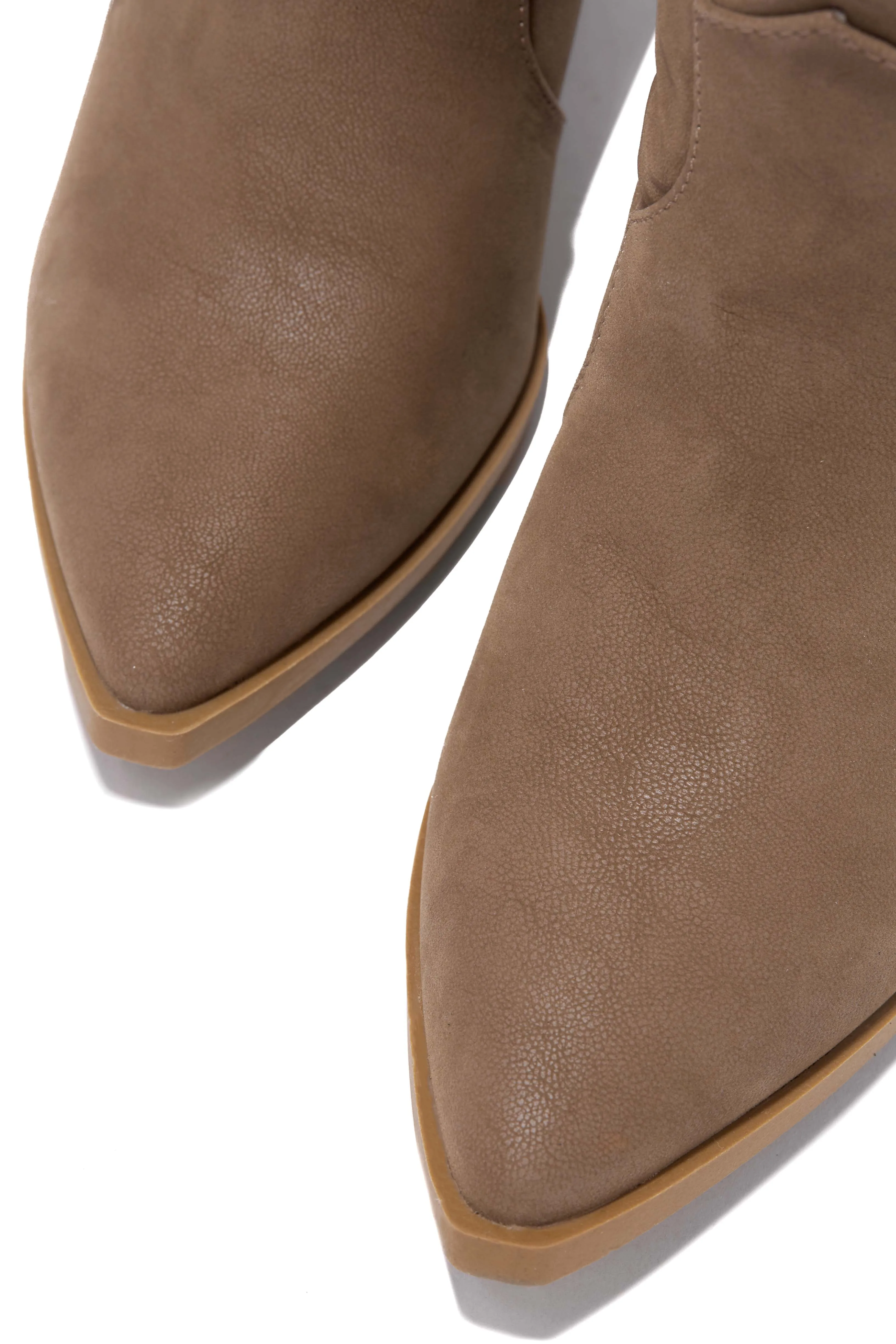 Lasso Stacked Heel Western Boots - Taupe sold by Miss Lola product image thumbnail 3