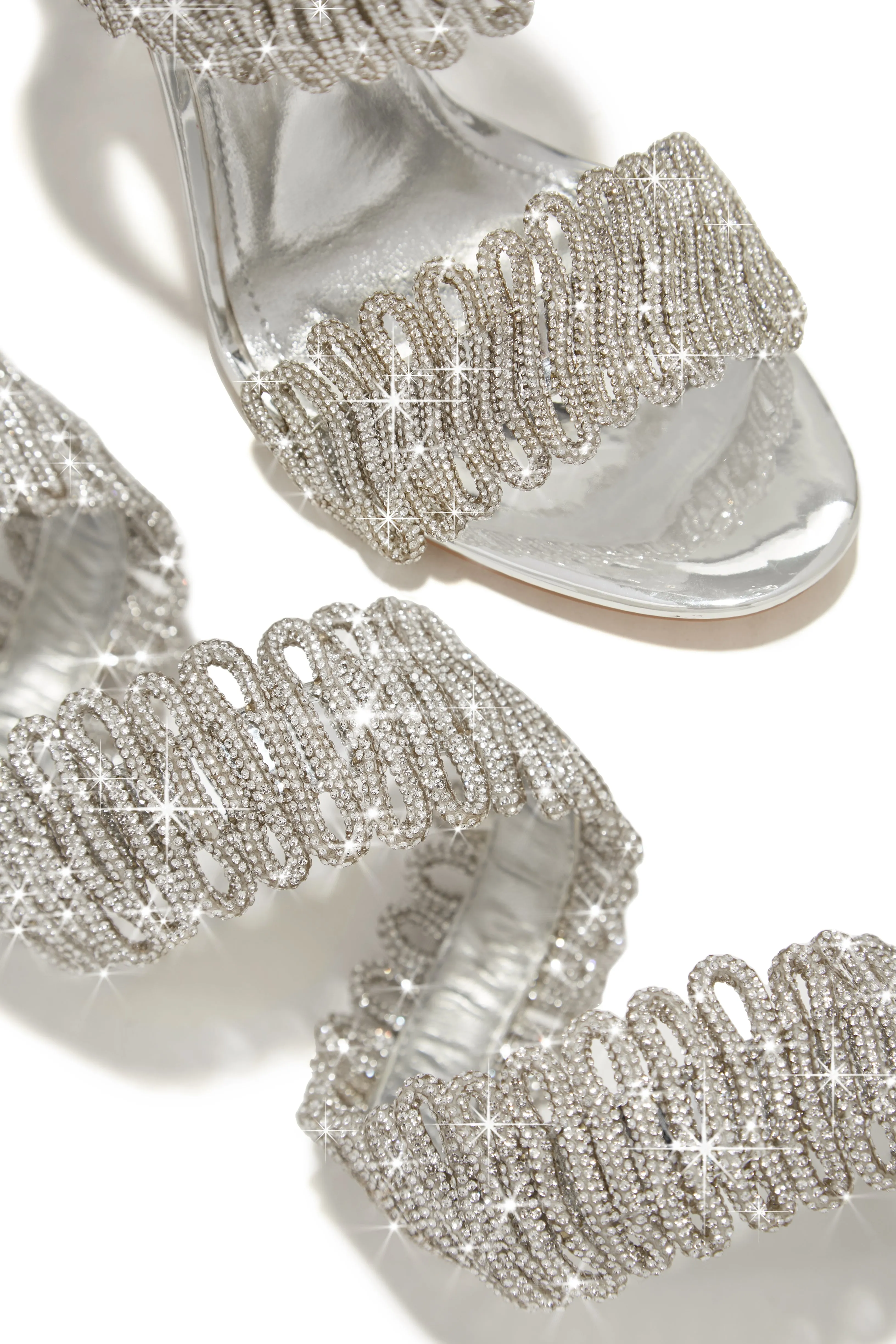 Exotic Touch Embellished Coil Strap High Heels - Silver sold by Miss Lola product image thumbnail 2