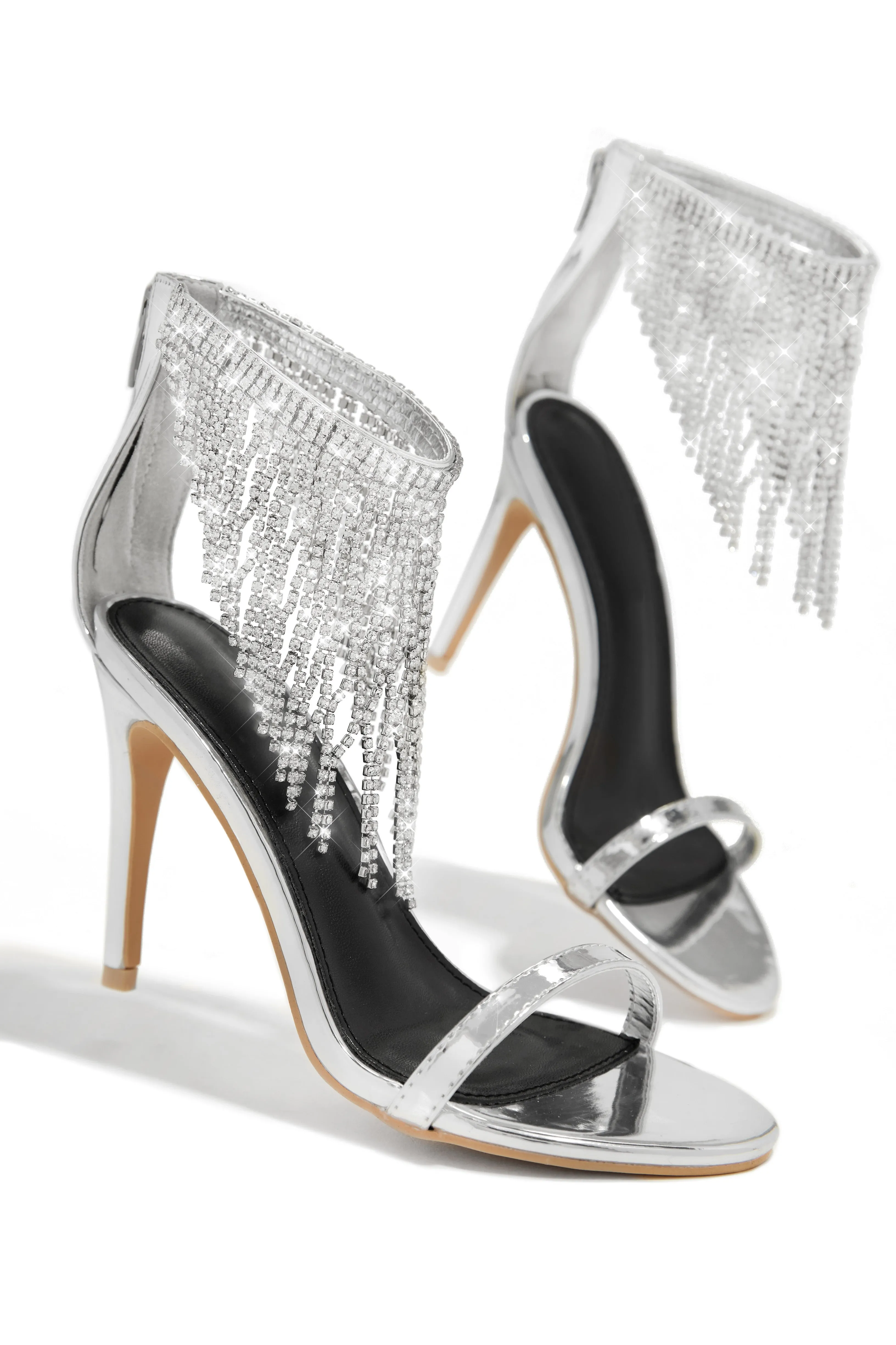 Formal Icon Embellished Dangle Heels - Silver sold by Miss Lola product image thumbnail 2