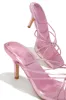 Pure Love Embellished Mid Heel Mules - Pink Metallic sold by Miss Lola