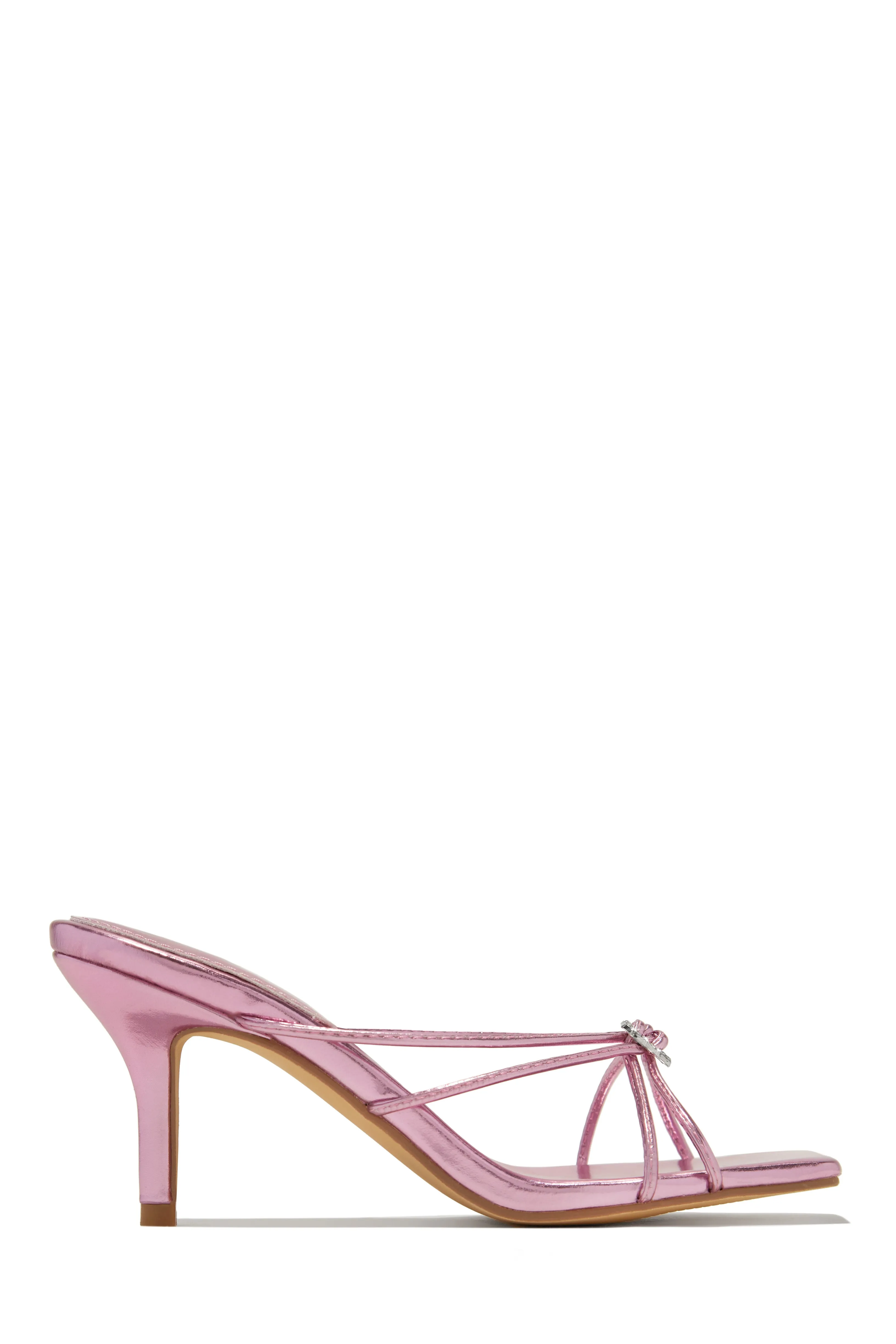 Pure Love Embellished Mid Heel Mules - Pink Metallic sold by Miss Lola product image thumbnail 4