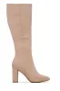 Fine Time Block Heel Knee High Boots - Nude sold by Miss Lola
