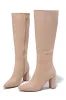 Fine Time Block Heel Knee High Boots - Nude sold by Miss Lola