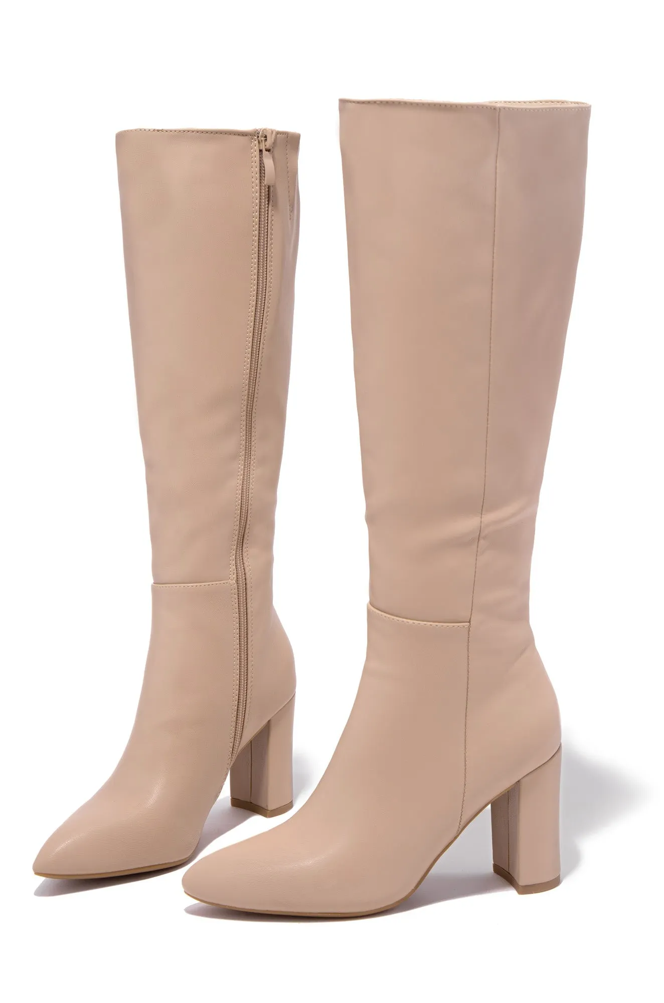 Fine Time Block Heel Knee High Boots - Nude sold by Miss Lola product image thumbnail 4