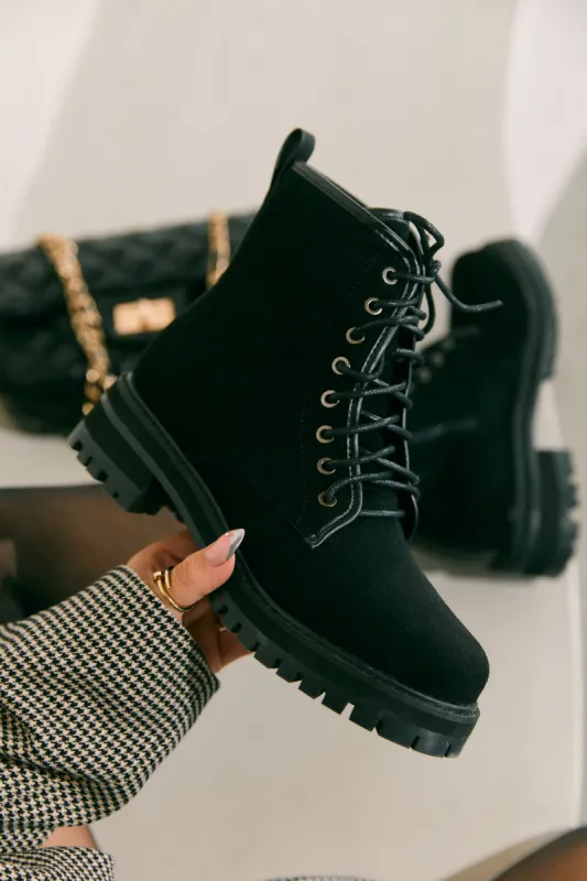 Paige Lace Up Combat Boots - Black sold by Miss Lola