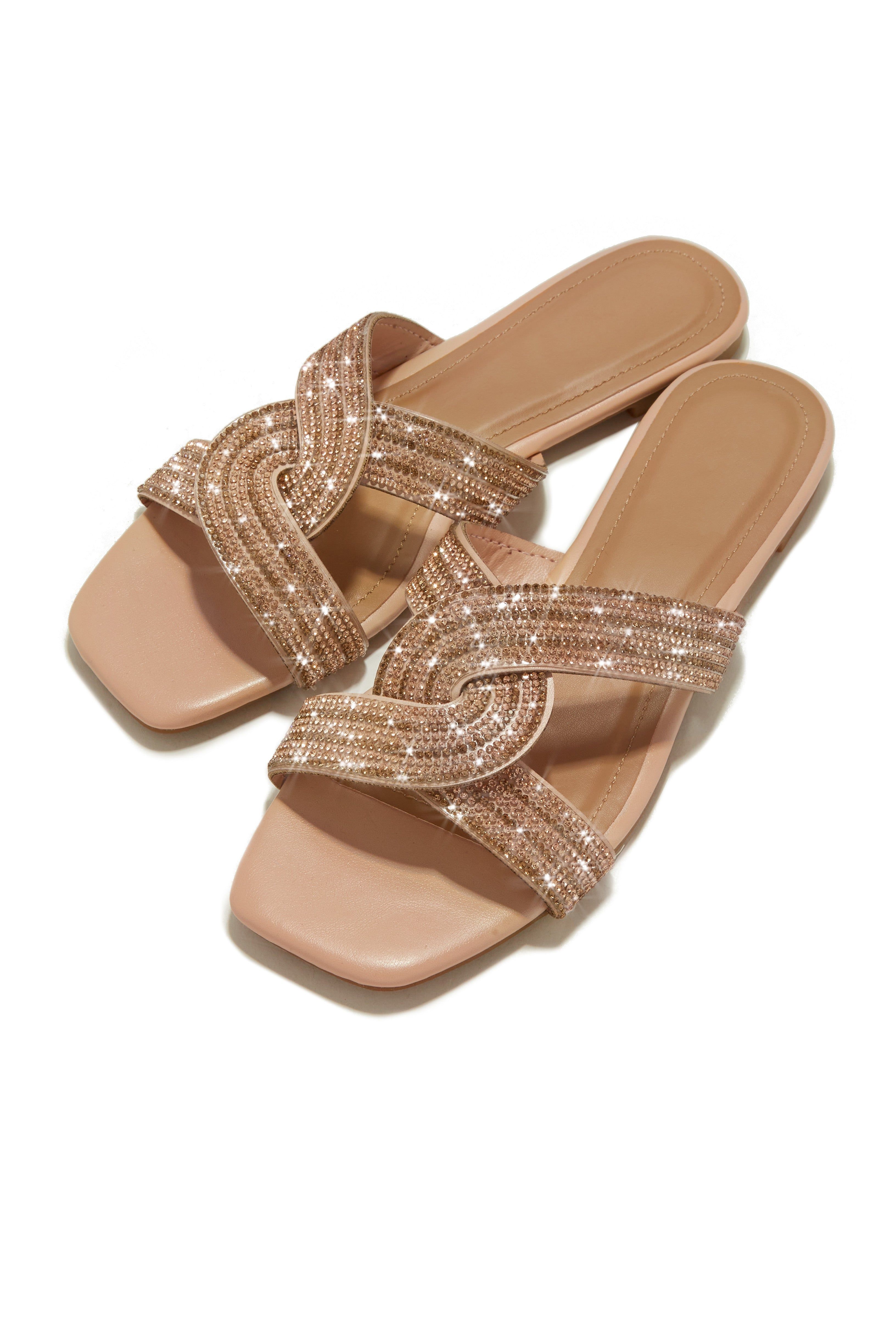 Weekend Ready Embellished Slip On Sandals - Nude sold by Miss Lola product image thumbnail 3