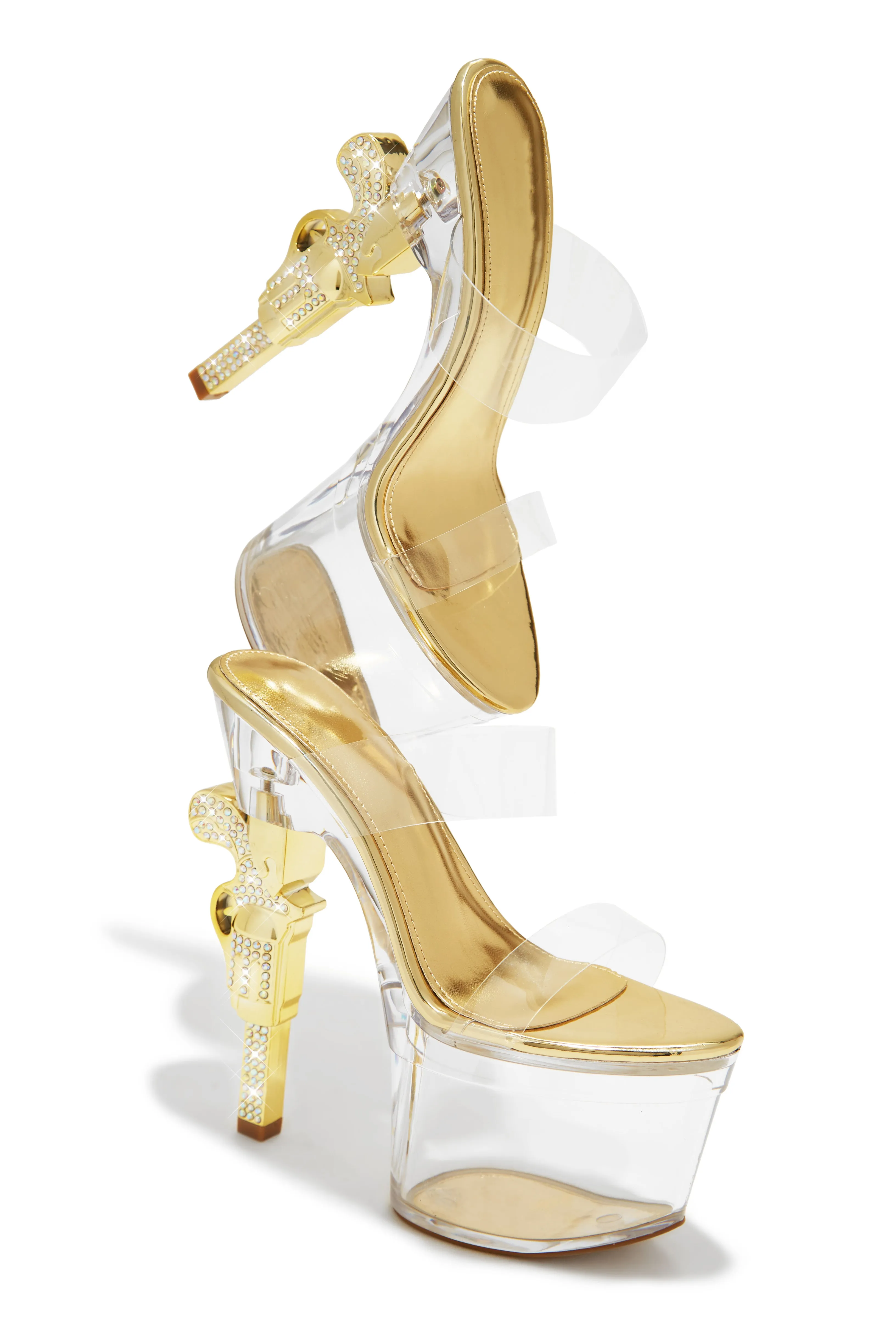 Bang Bang Platform High Heel Mules - Gold sold by Miss Lola product image thumbnail 4