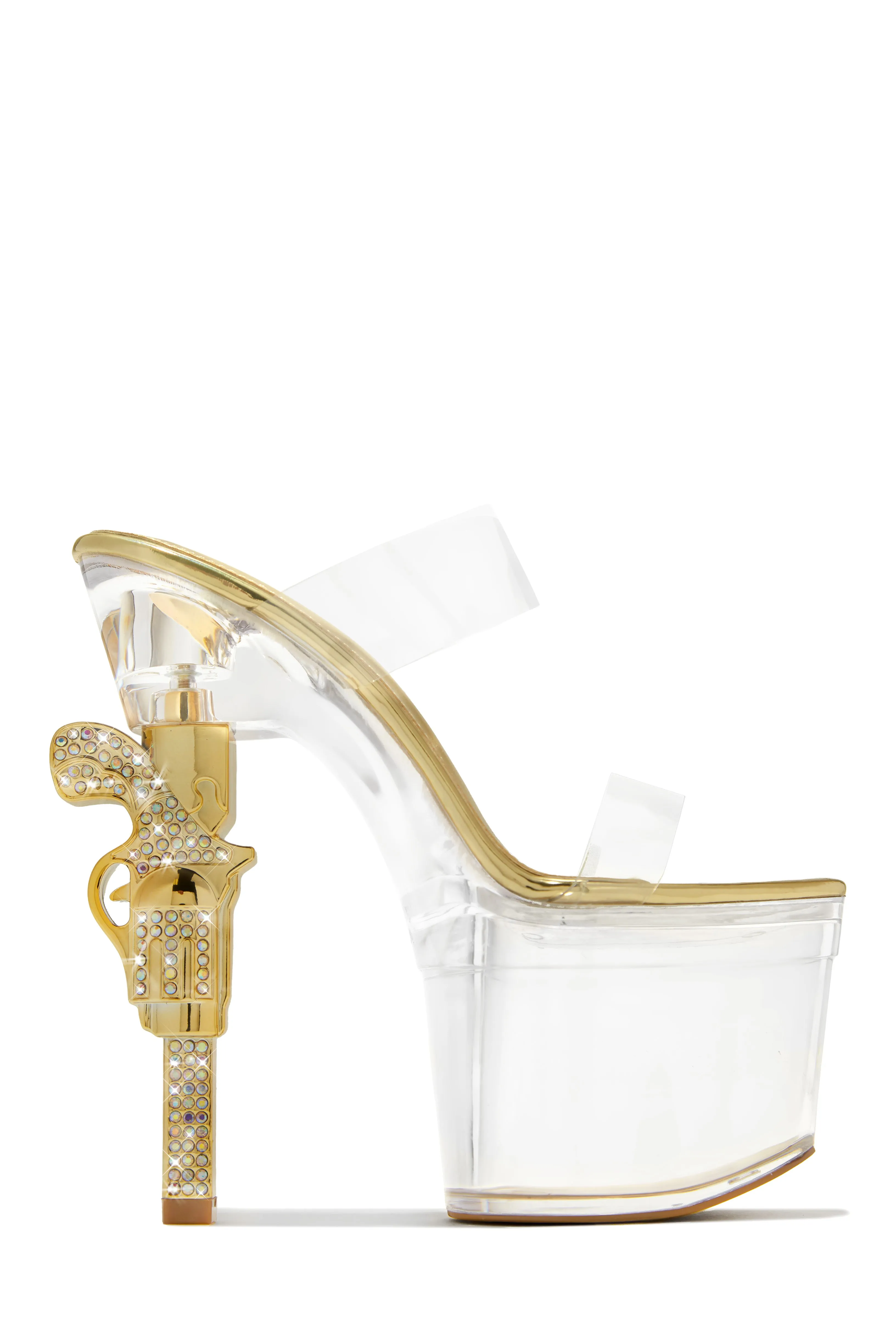 Bang Bang Platform High Heel Mules - Gold sold by Miss Lola product image thumbnail 5