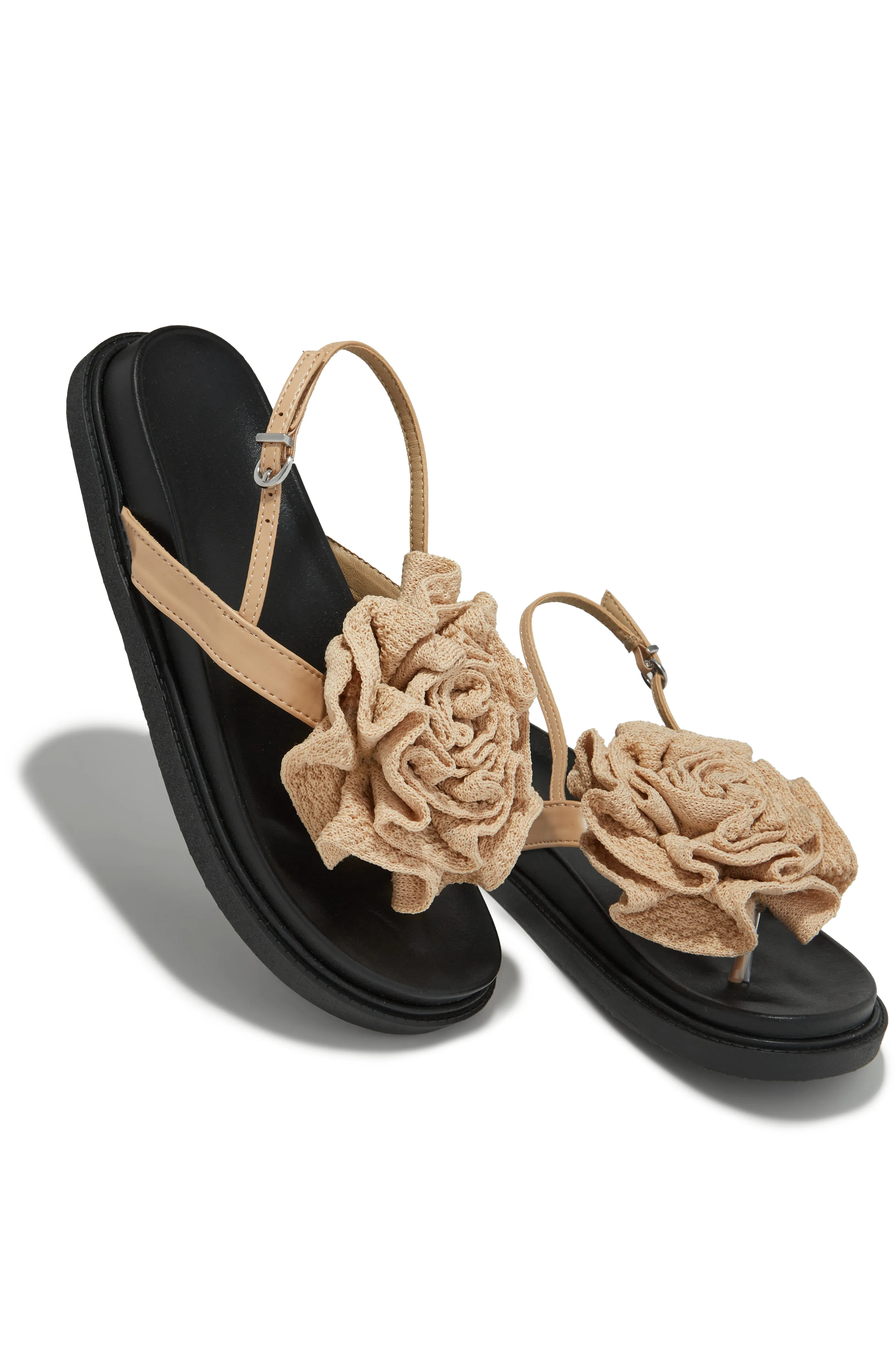 Florence Flower Chunky Sandals - Nude sold by Miss Lola product image thumbnail 4