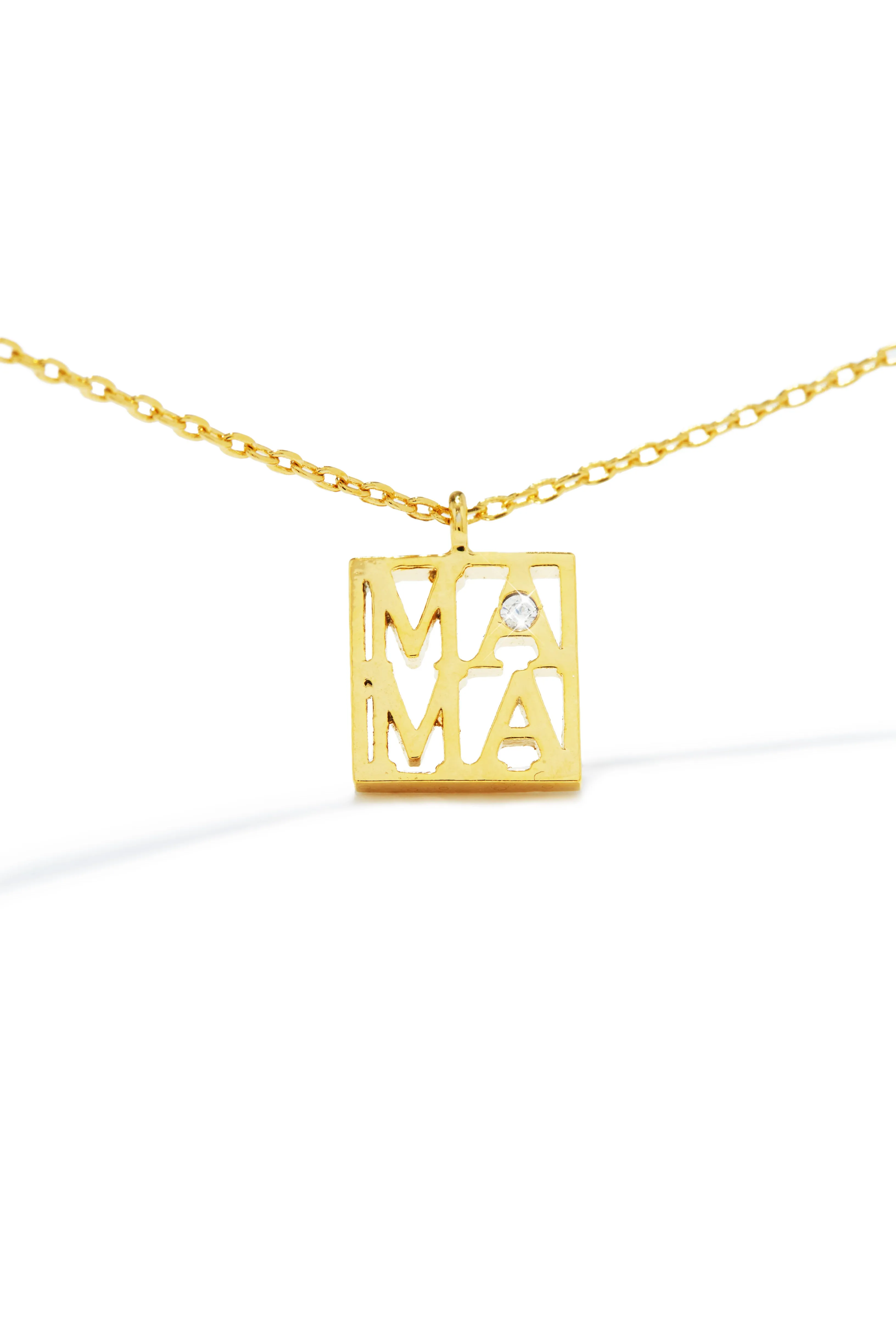 Mama Square Pendant Necklace - Gold sold by Miss Lola product image thumbnail 4