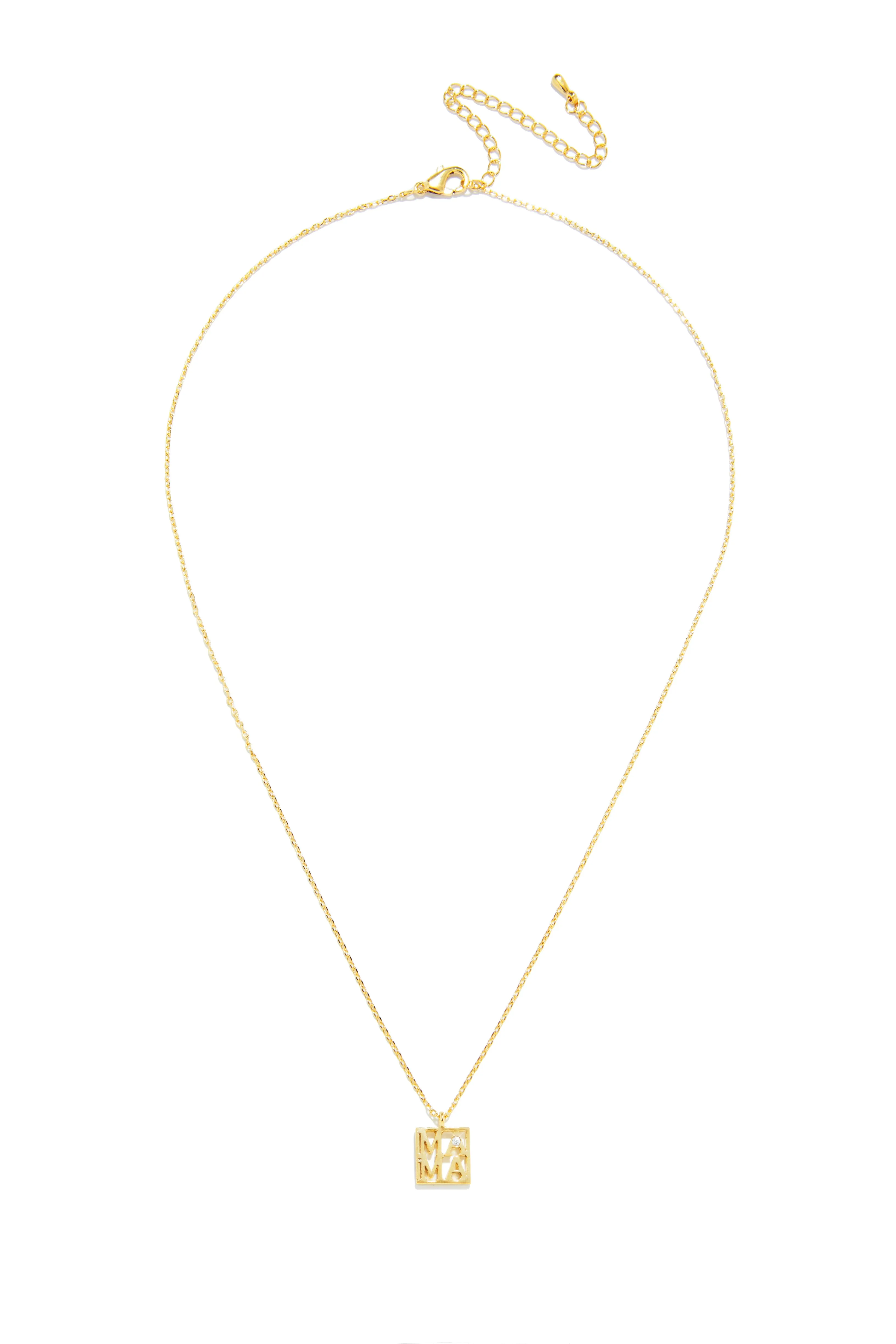 Mama Square Pendant Necklace - Gold sold by Miss Lola product image thumbnail 3