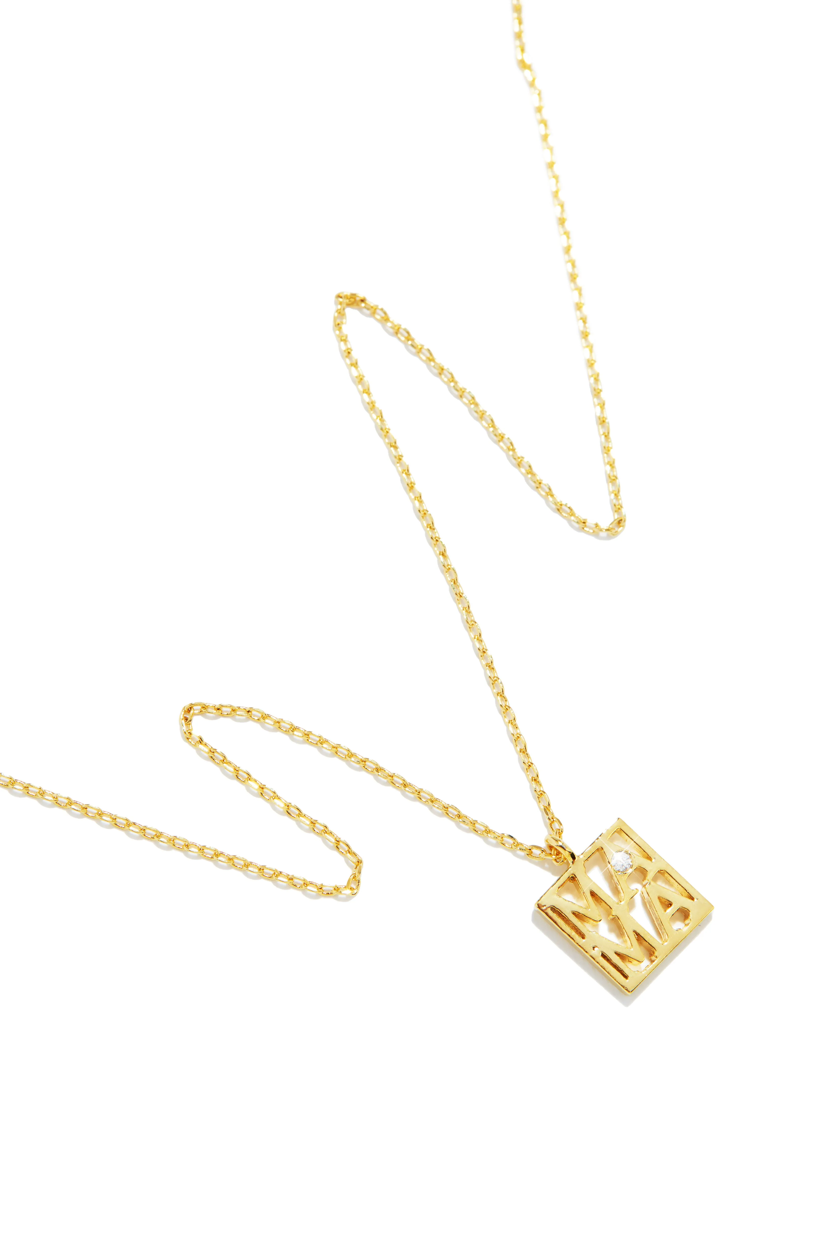 Mama Square Pendant Necklace - Gold sold by Miss Lola product image thumbnail 2