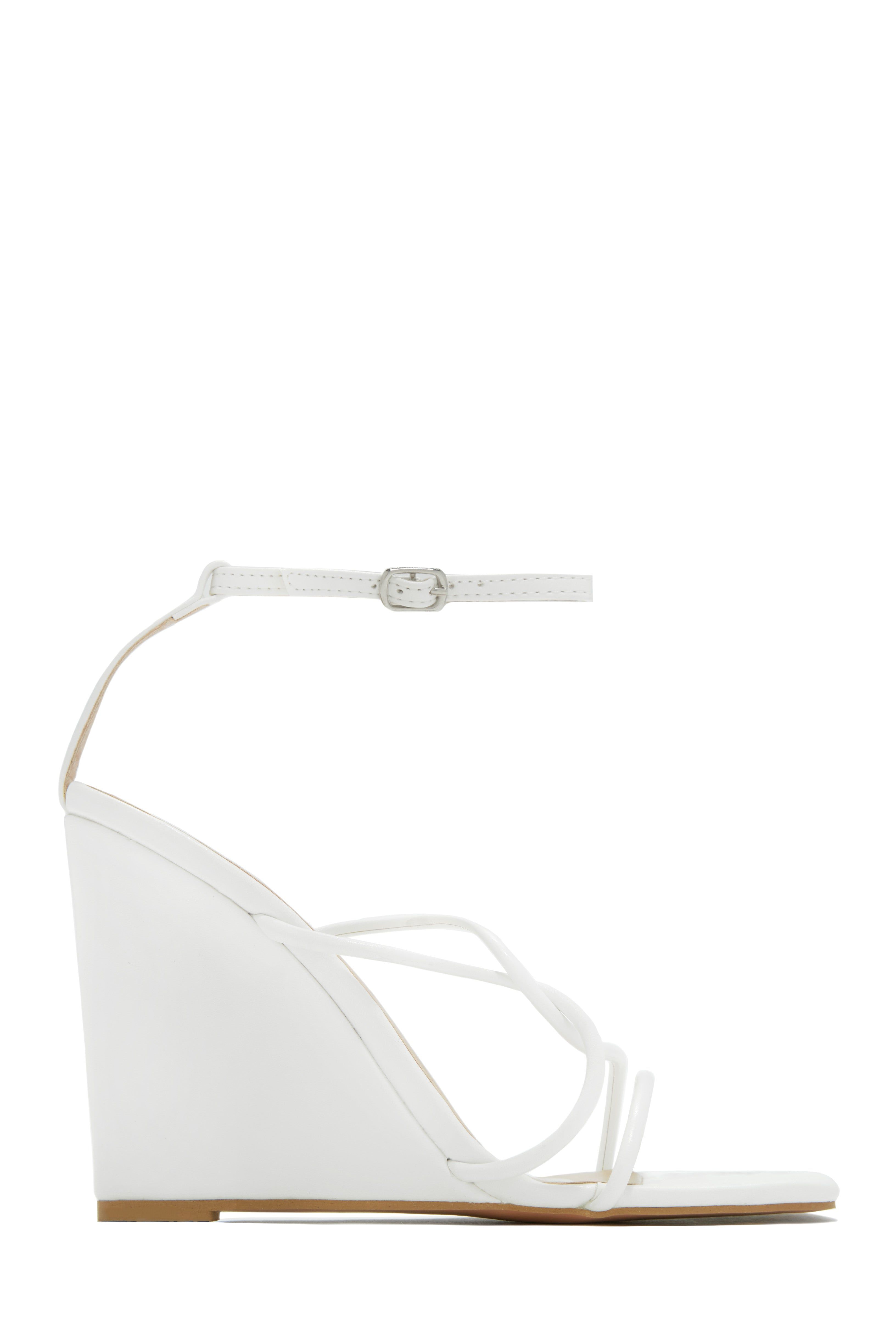 Nyana Ankle Strap Wedge Heels - White sold by Miss Lola product image thumbnail 4
