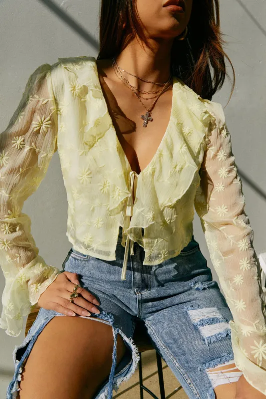 Leilah Long Sleeve Top - Yellow sold by Miss Lola
