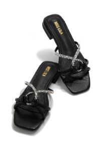 Fantasy Island Embellished Slip On Sandals - Black sold by Miss Lola