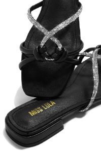 Fantasy Island Embellished Slip On Sandals - Black sold by Miss Lola