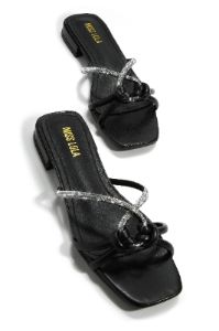Fantasy Island Embellished Slip On Sandals - Black sold by Miss Lola