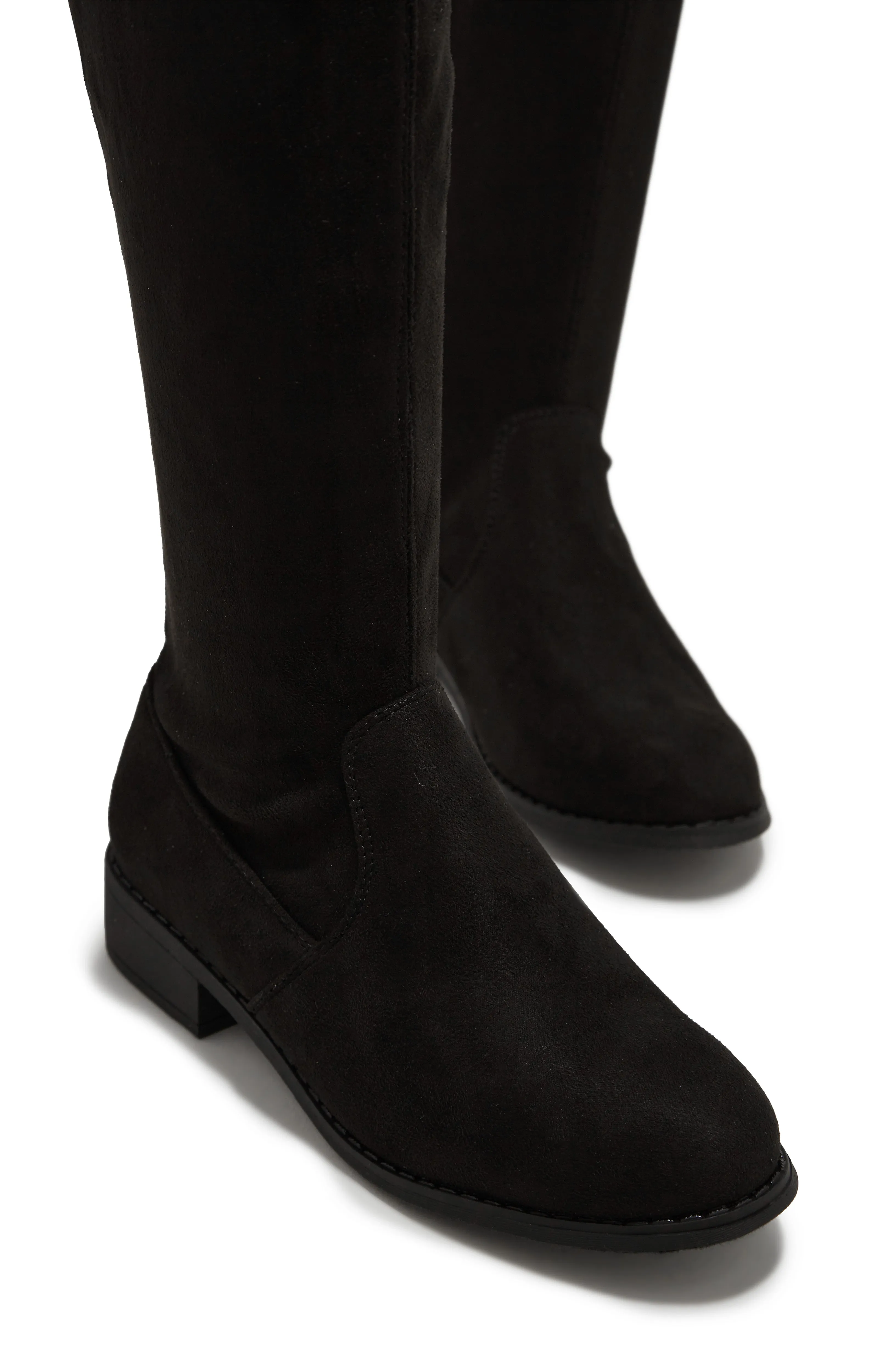 High & Low Over The Knee Flat Boots - Black sold by Miss Lola product image thumbnail 4