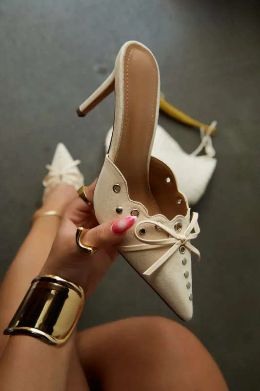 Sylvia Pump Heel Mules - Nude sold by Miss Lola