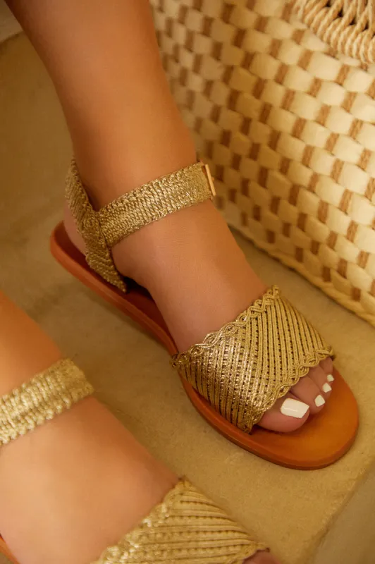 Island Sand Flat Sandals - Gold sold by Miss Lola