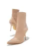 Last Night Pointed Toe High Heel Ankle Boots - Nude sold by Miss Lola