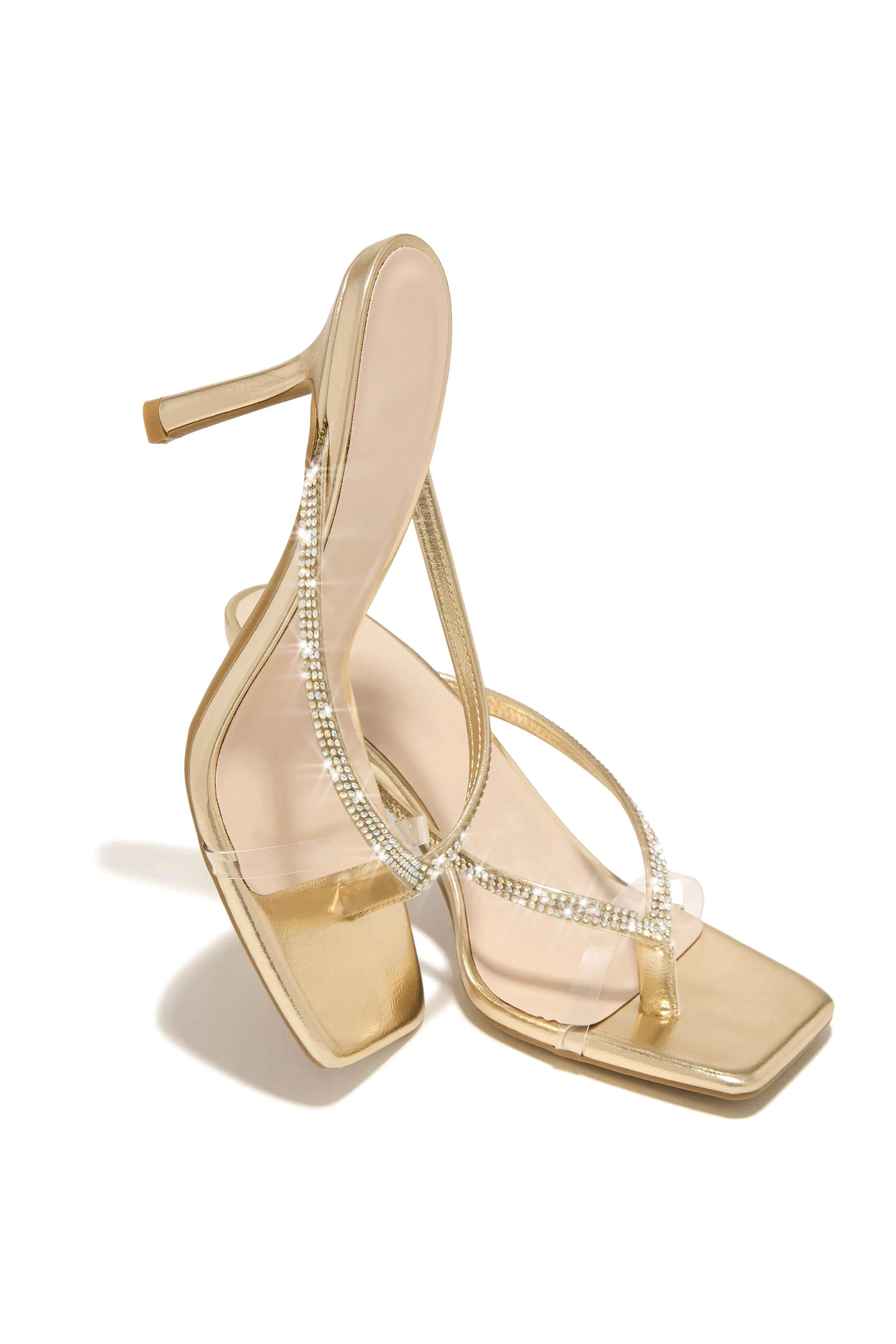 Pop Champagne Embellished Mid Heel Mules - Gold sold by Miss Lola product image thumbnail 2
