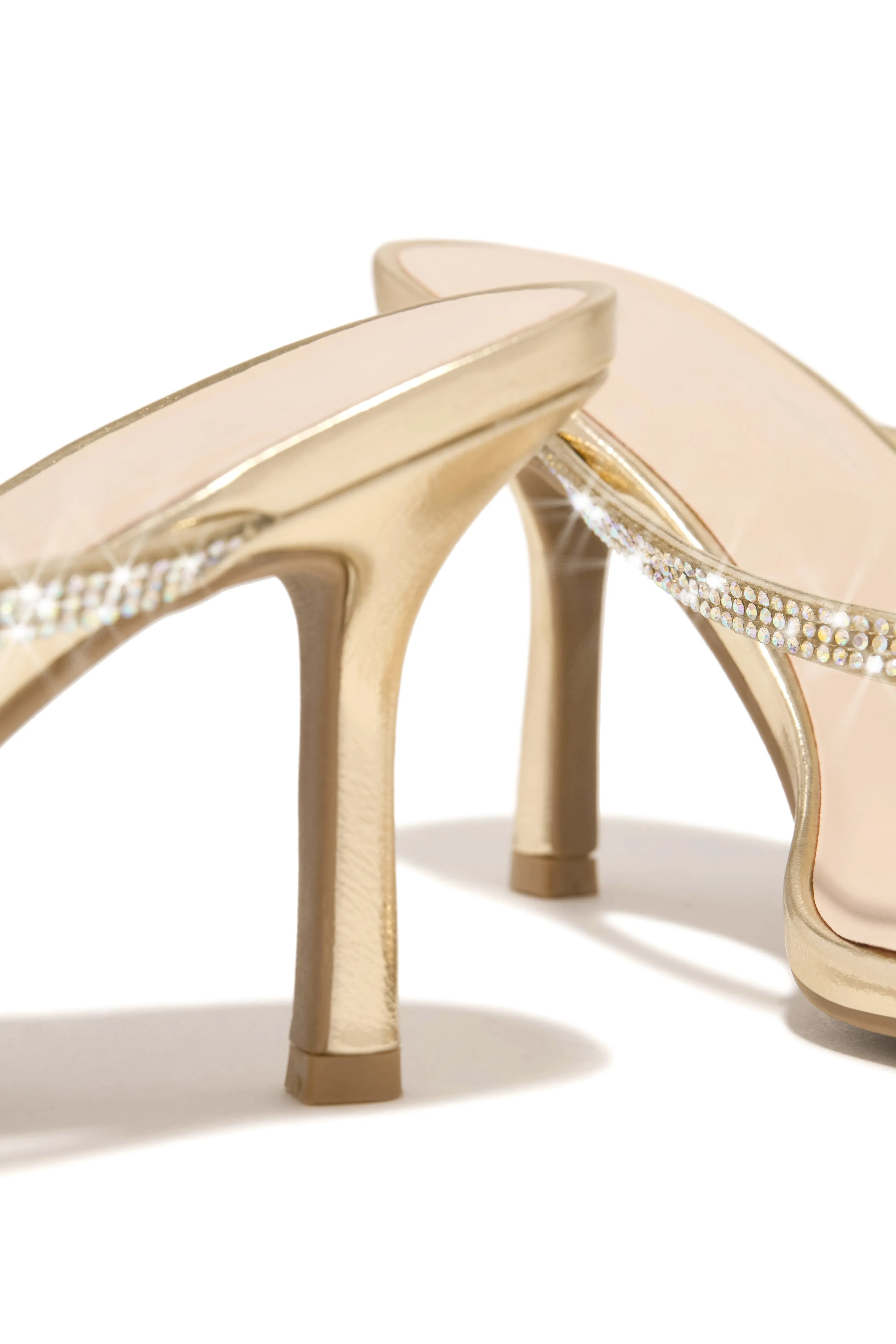 Pop Champagne Embellished Mid Heel Mules - Gold sold by Miss Lola product image thumbnail 3