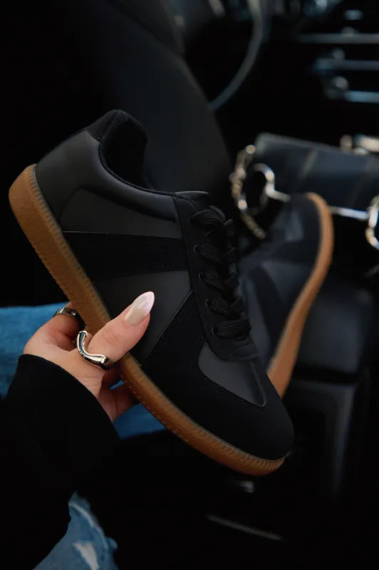 Running Errands Lace Up Sneakers - Black sold by Miss Lola